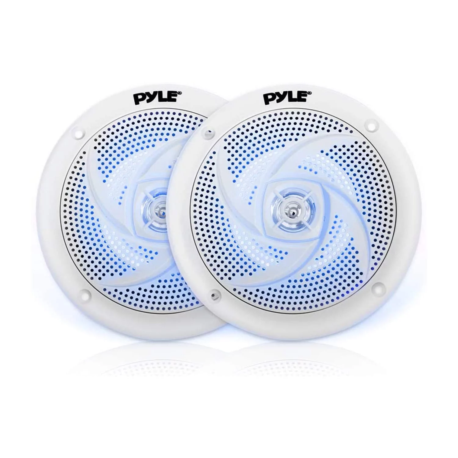 Pyle PLMRS63WL 6.5 Inch Waterproof Low Profile Marine Speakers, White (2 Pack)