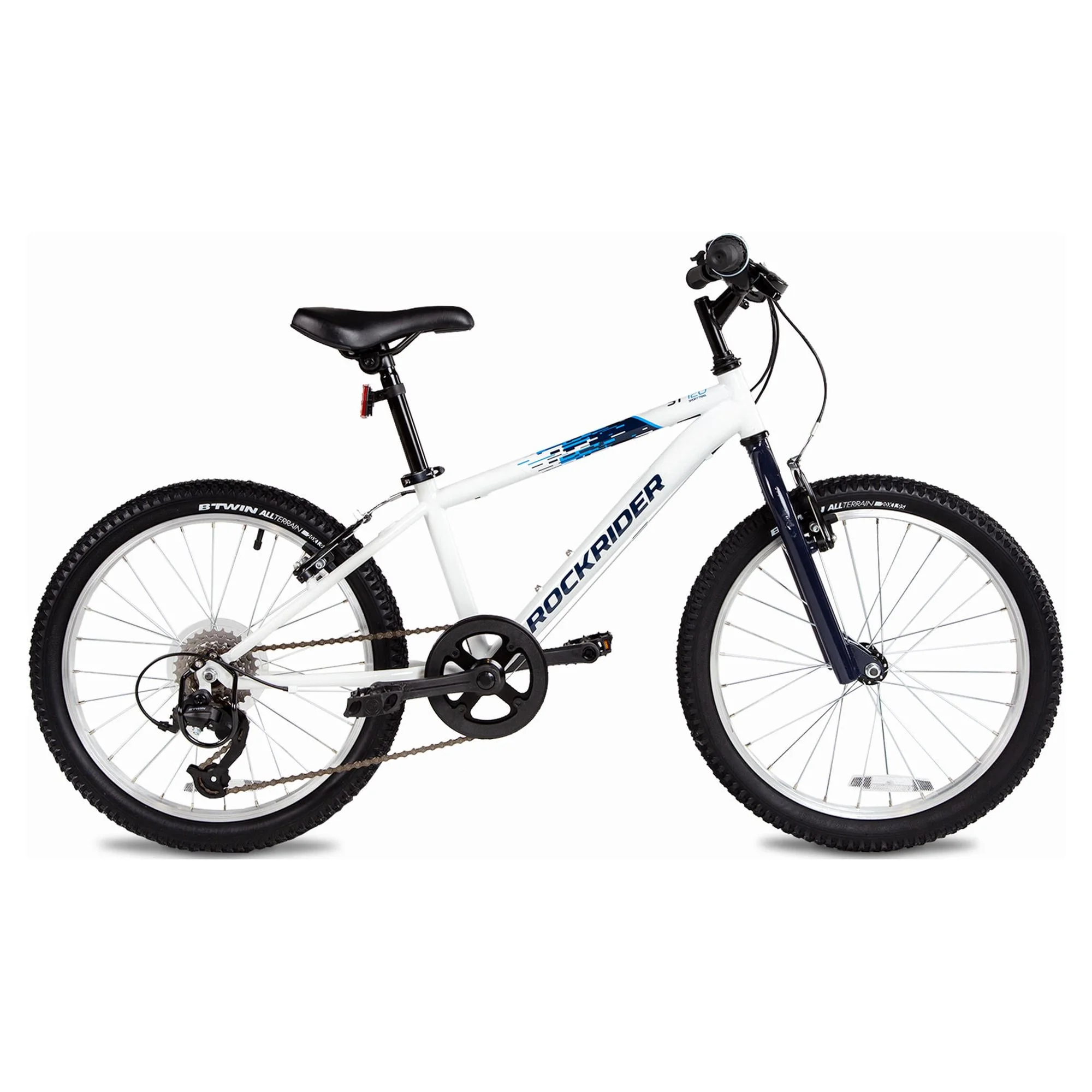 Decathlon Btwin Rockrider ST100 Mountain Kids Bike 20″with Knobby Tires 3’11” to 4’5″, Unisex 6 to 9 Years, White