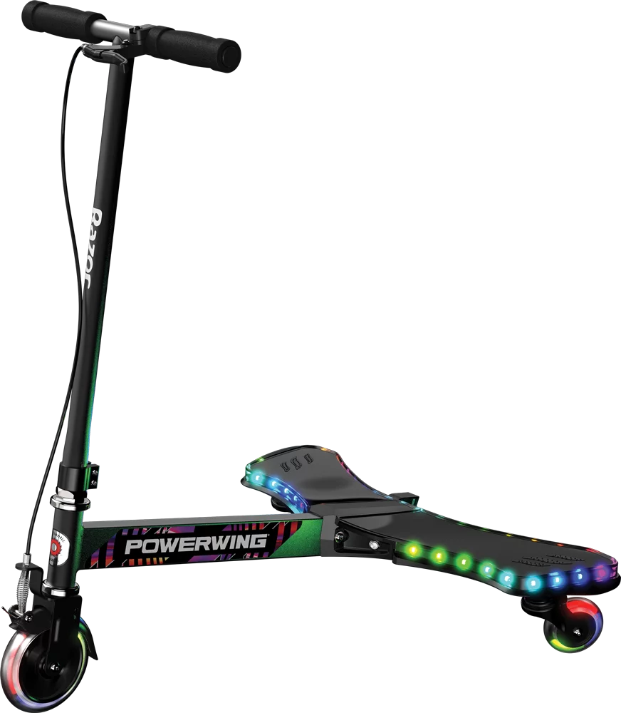 Razor PowerWing Lightshow Caster Scooter ?C Multi-color LED Lights with 5 Animated Light Modes, Inclined Casters for Drifting and Spinning