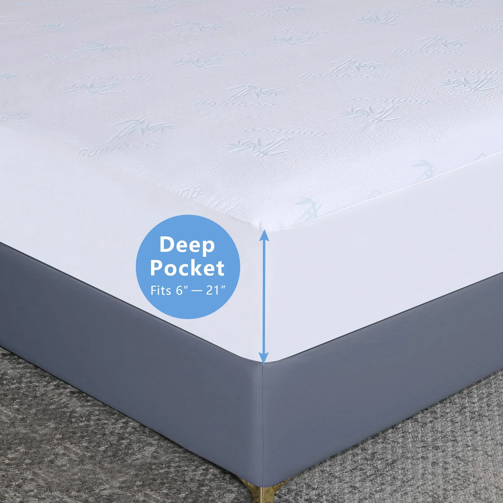 Kayfia Bamboo Fibre Full Size Waterproof Mattress Protector Deep Pocket