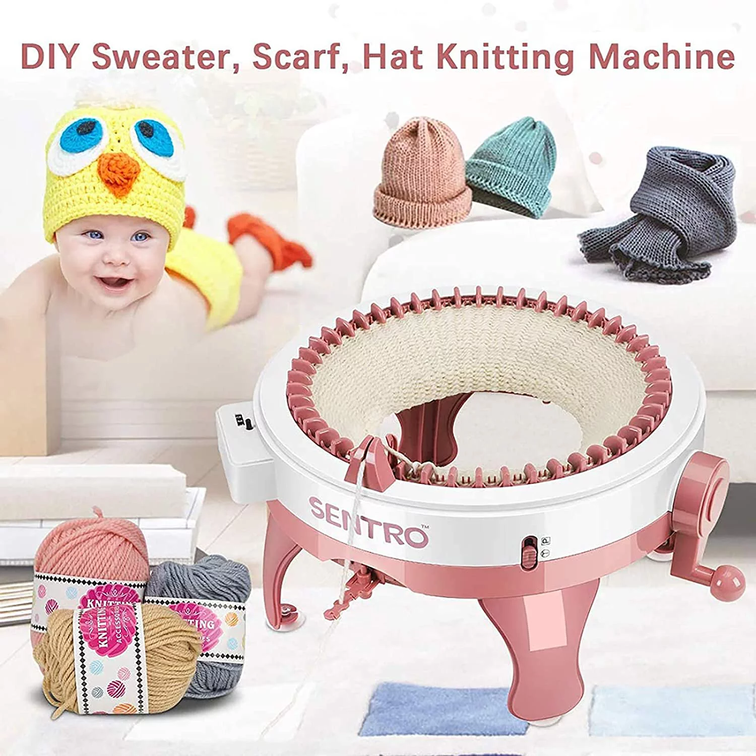 48 Needles Knitting Machine, DIY Knitting Weaving Loom Machine with Row Counter for Kids and Adults