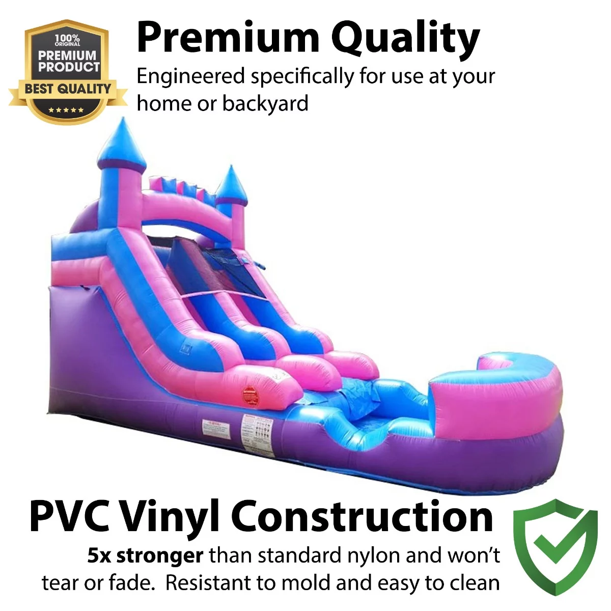 Pogo Bounce House Crossover Kids Inflatable Water Slide Trio, Rainbow, Pink and Tropical, 12 ft