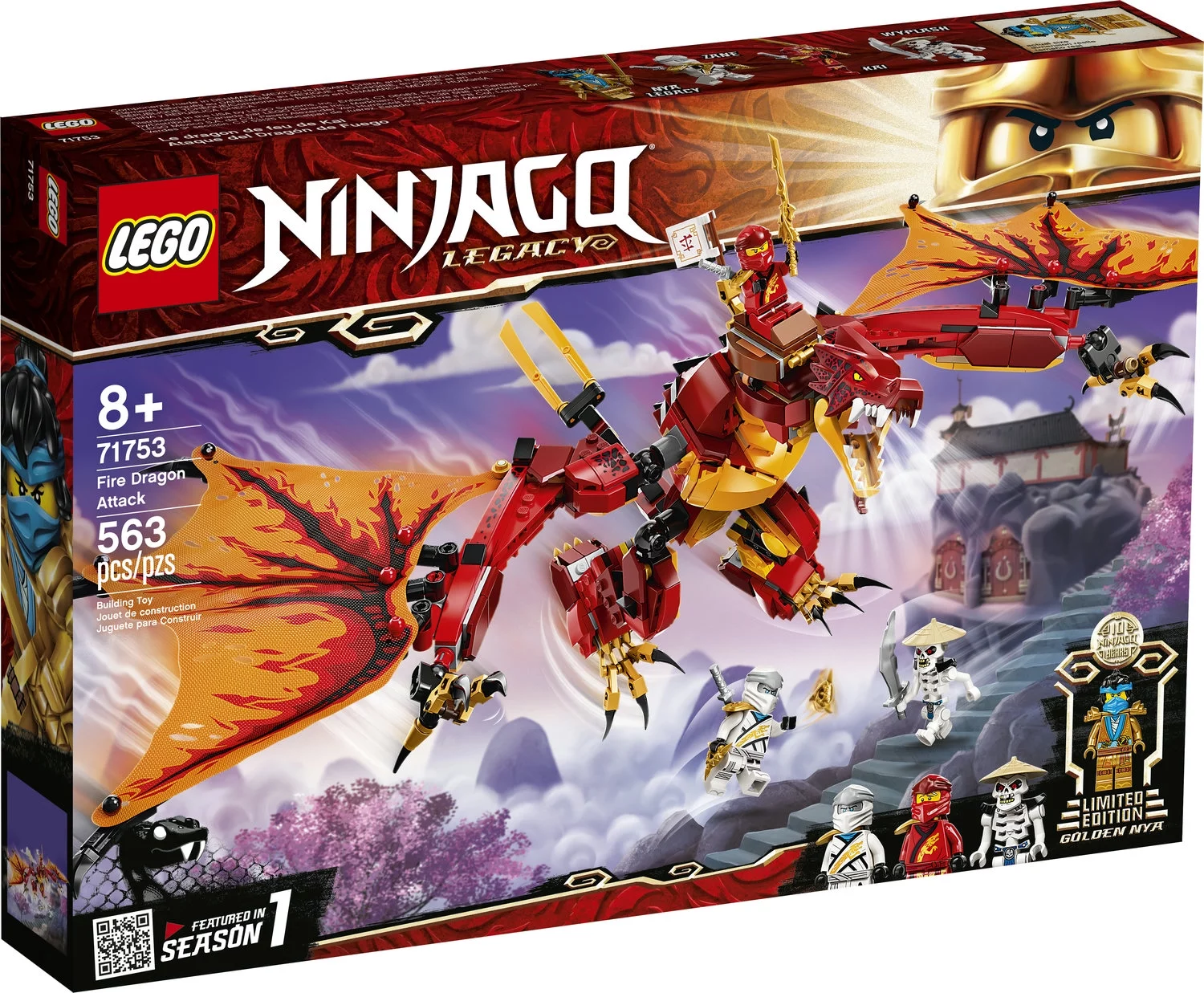 LEGO NINJAGO Legacy Fire Dragon Attack 71753 Ninja Building Toy (563 Pieces)