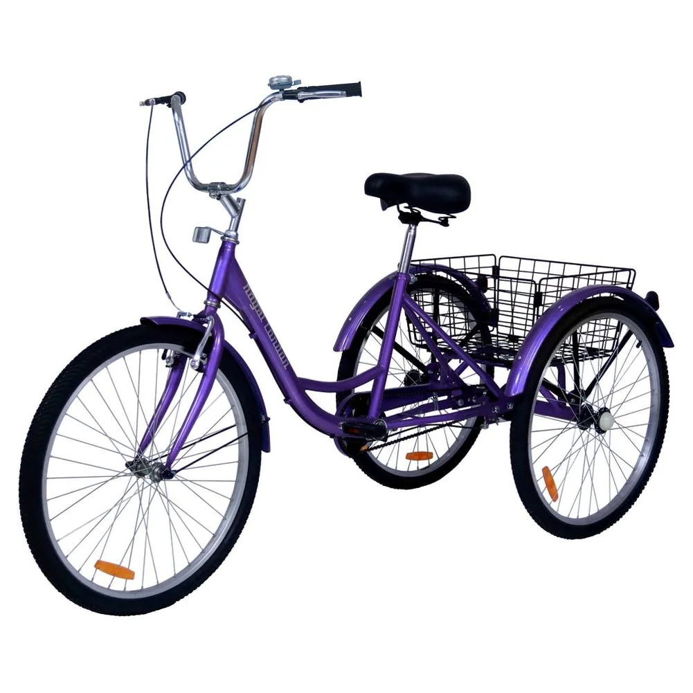 Royal London Adult Tricycle 3 Wheeled Trike Bicycle w/ Shopping Basket Purple