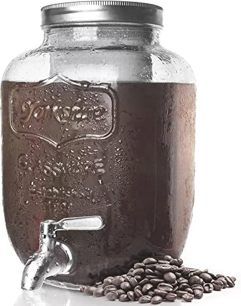 1 Gallon Cold Brew Coffee Maker with Thick Glass Carafe & Stainless Steel Mesh Filter and Spigot – Premium Iced Coffee Maker, Cold Brew Pitcher & Tea Infuser