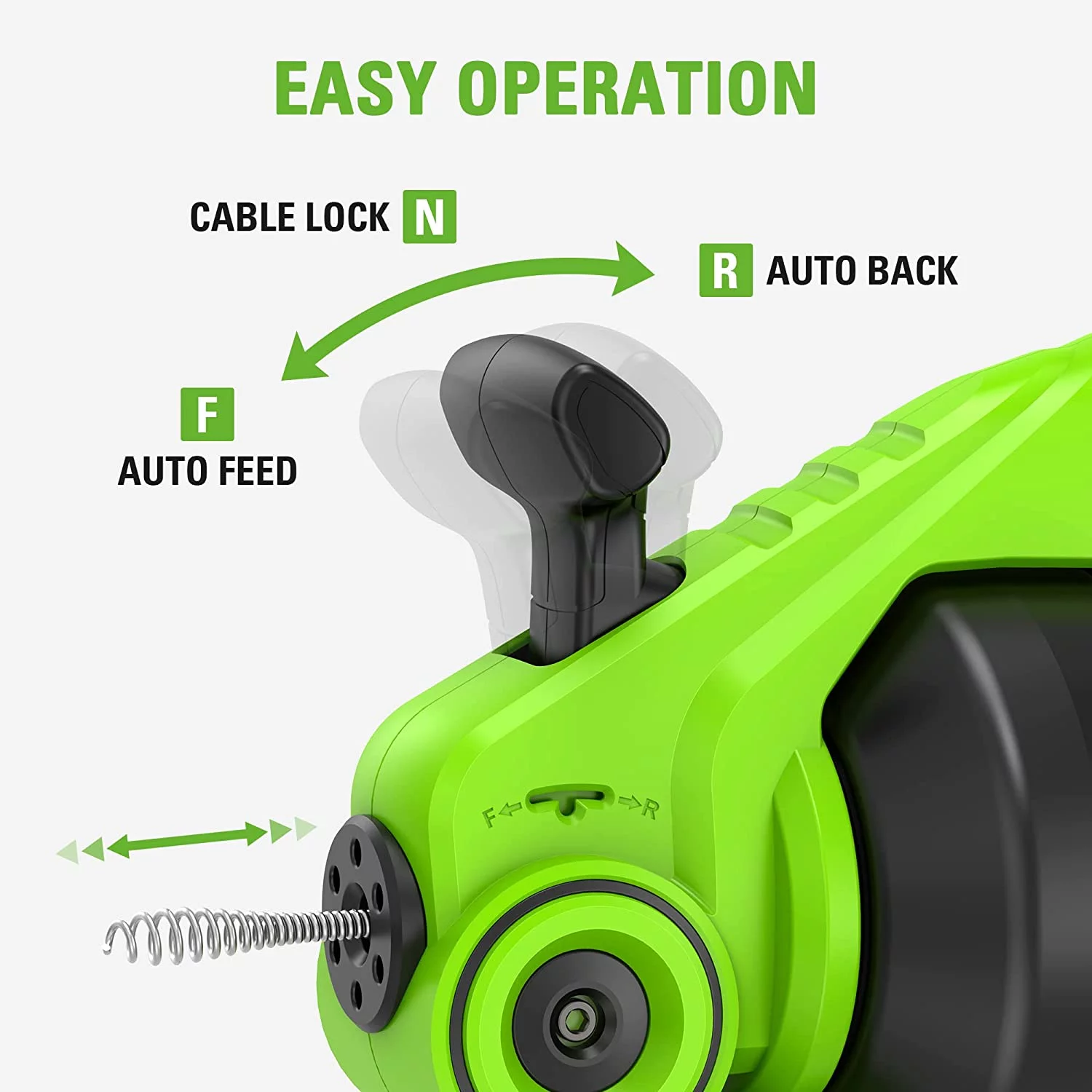 Greenworks 24V Drain Auger 550 RPM with 2Ah Battery and Fast Charger