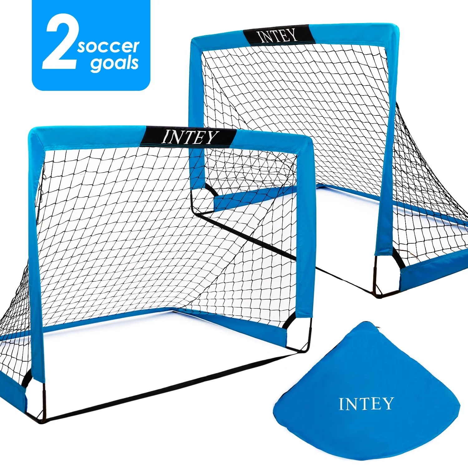 INTEY Portable Set of 2 Soccer Goals, 4x3ft Folding Soccer for Backyard Training for Kids and Teens,Orange