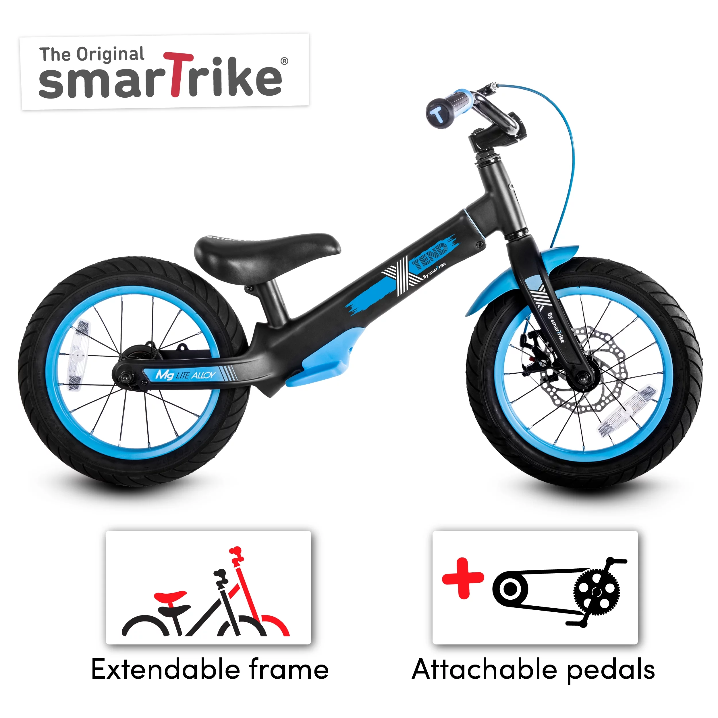 smarTrike Xtend 3-in-1 Convertible Kids Bike, Balance to Pedal Training Bicycle 3Year+, Red