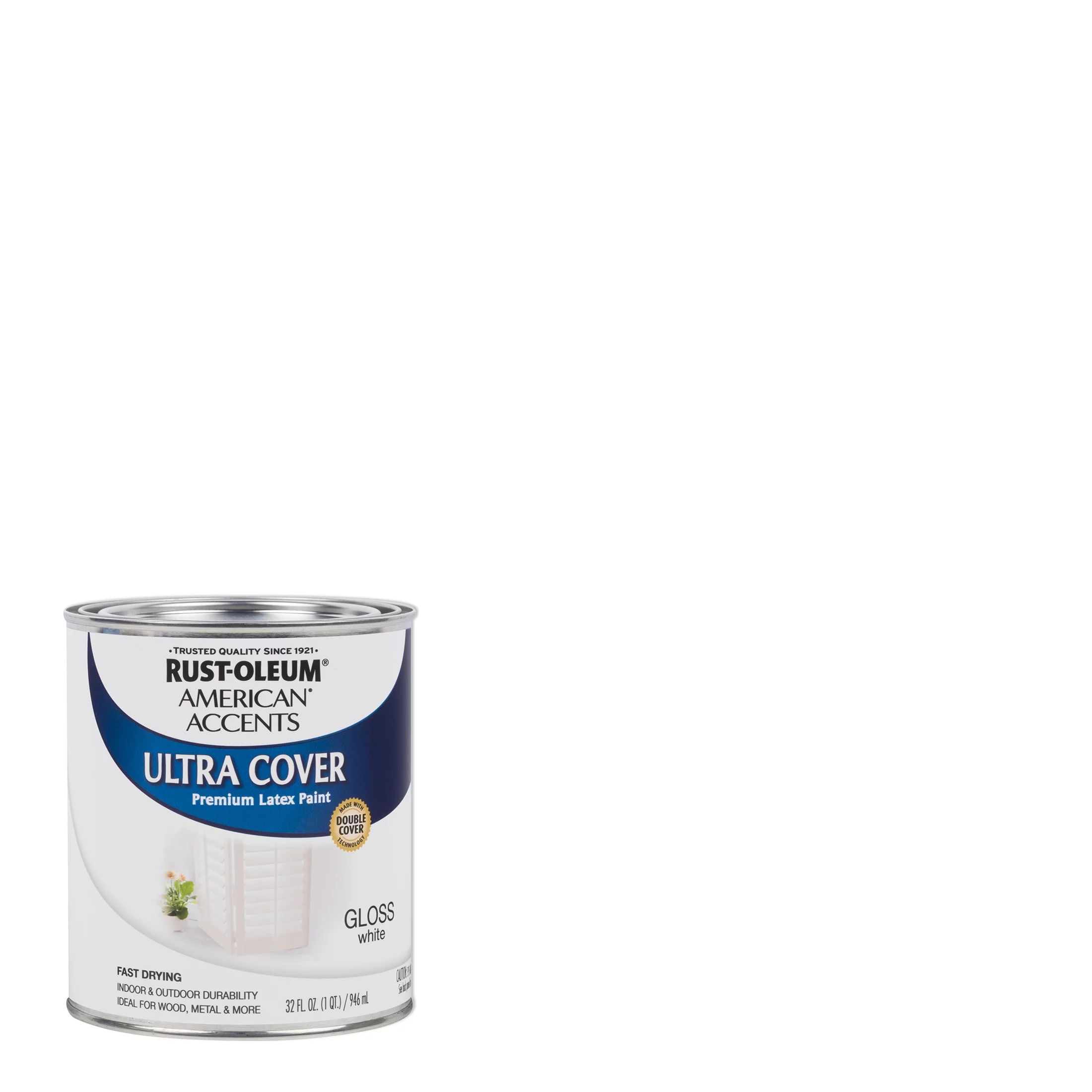 White, Rust-Oleum American Accents Ultra Cover Quart Gloss Latex Paint-276168, Quart