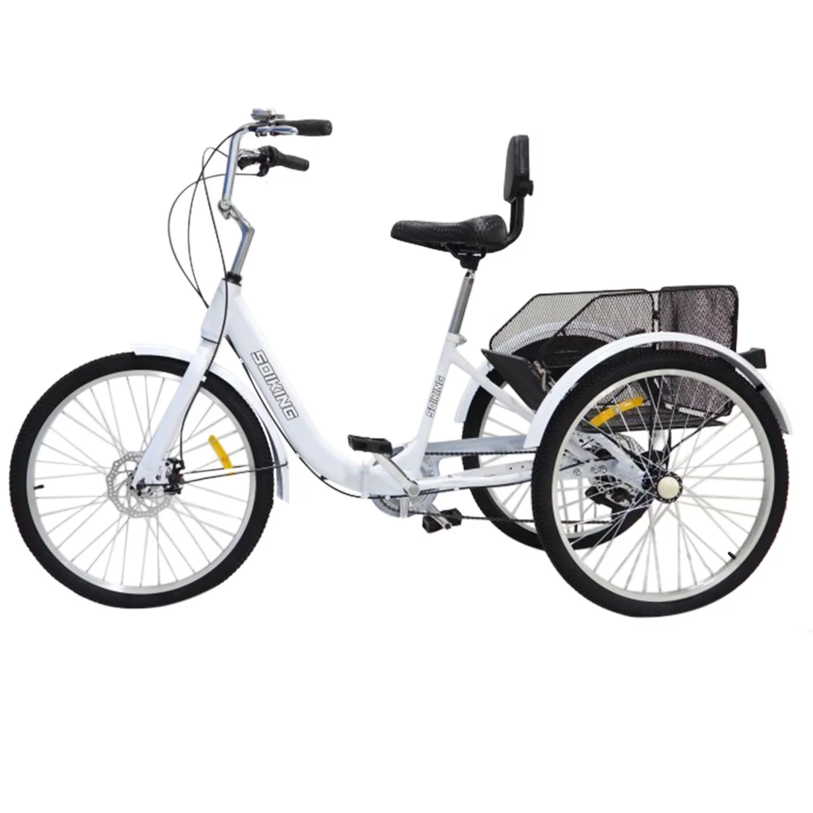 George 24-Inch Wheels And 7-Speed Adult Foldable Tricycle Cruiser Bike, Carrying Basket