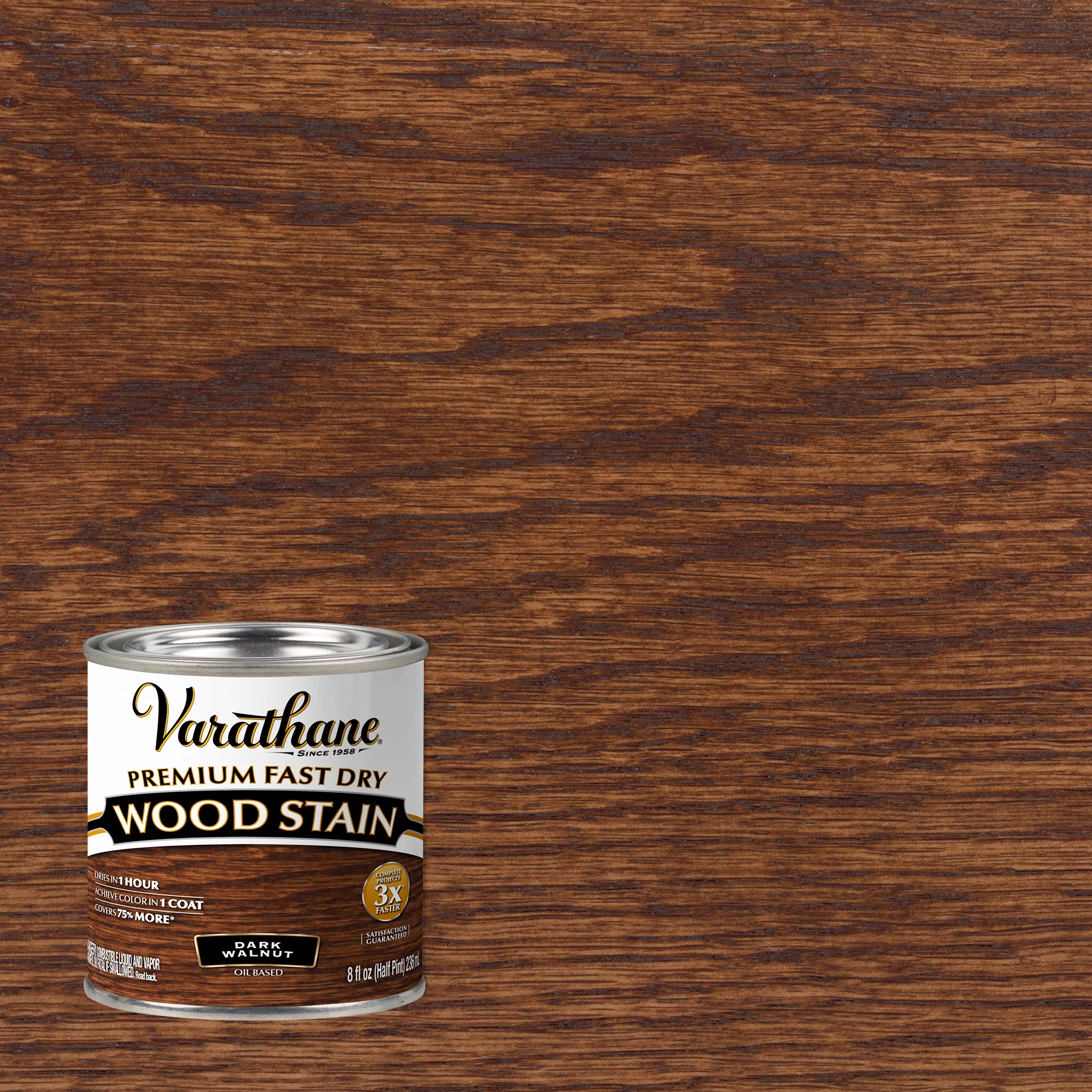 Dark Walnut, Varathane Premium Fast Dry Wood Stain-262025, Half Pint