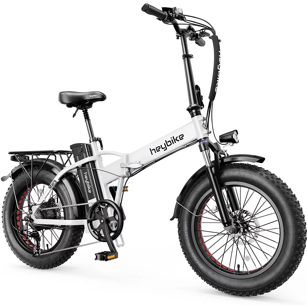 Heybike Mars Electric Bike Foldable 20″ Fat Tire Ebike with 500W Motor, 48V 12.5AH Removable Battery, Dual Shock Absorber Electric Bicycles for Adults, Black