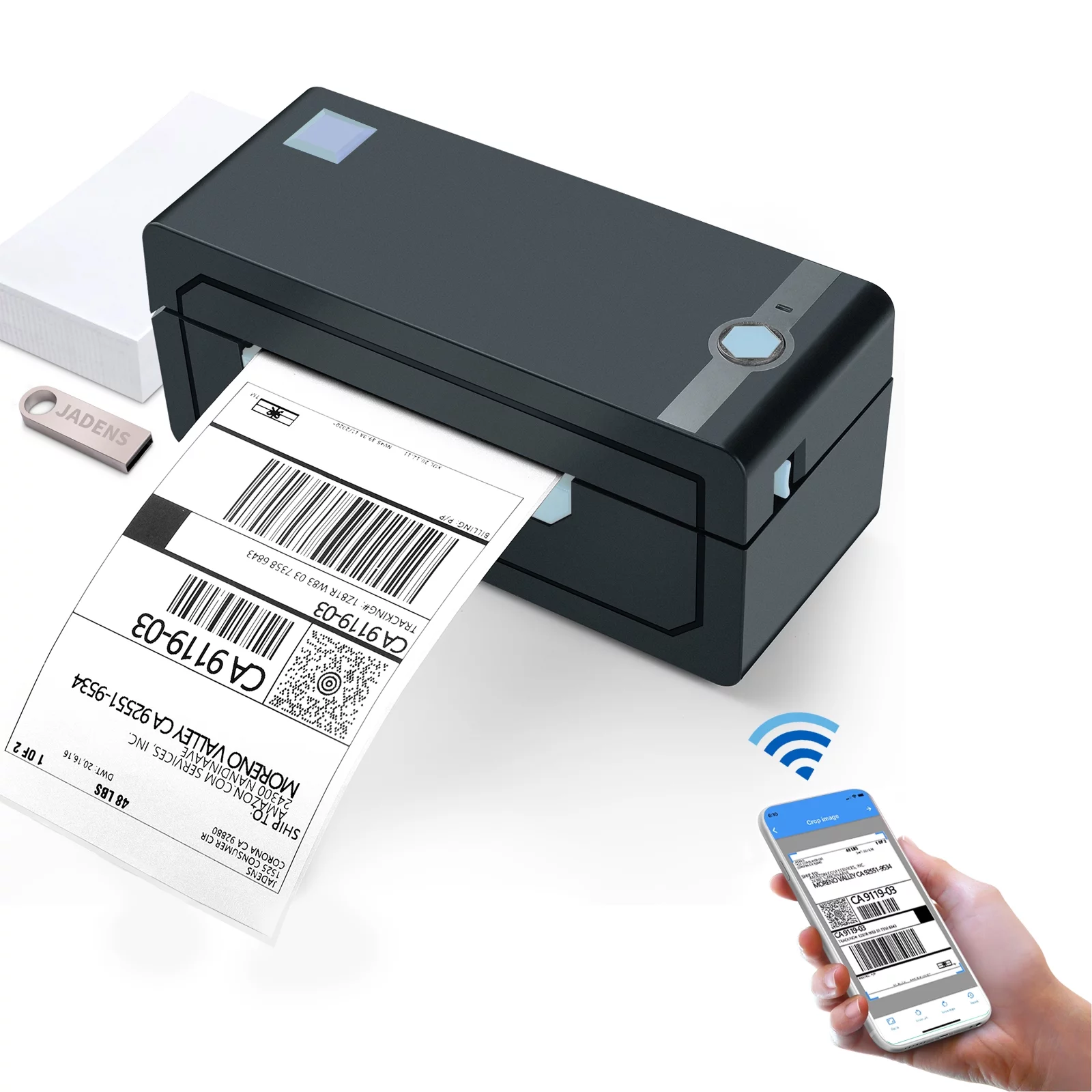 JADENS Thermal Label Printer, 4”x6” Bluetooth Label Printer for Shipping Packages, Compatible with Windows Smartphone