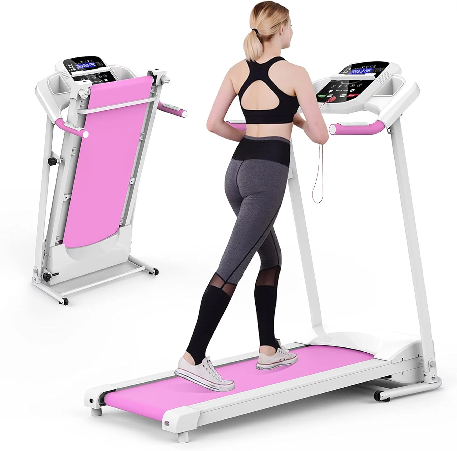 IM Lashes Folding Treadmill, Electric Running Walking Exercise Machine with 0.8 – 12 km/h Speed, 12 Preset Programs