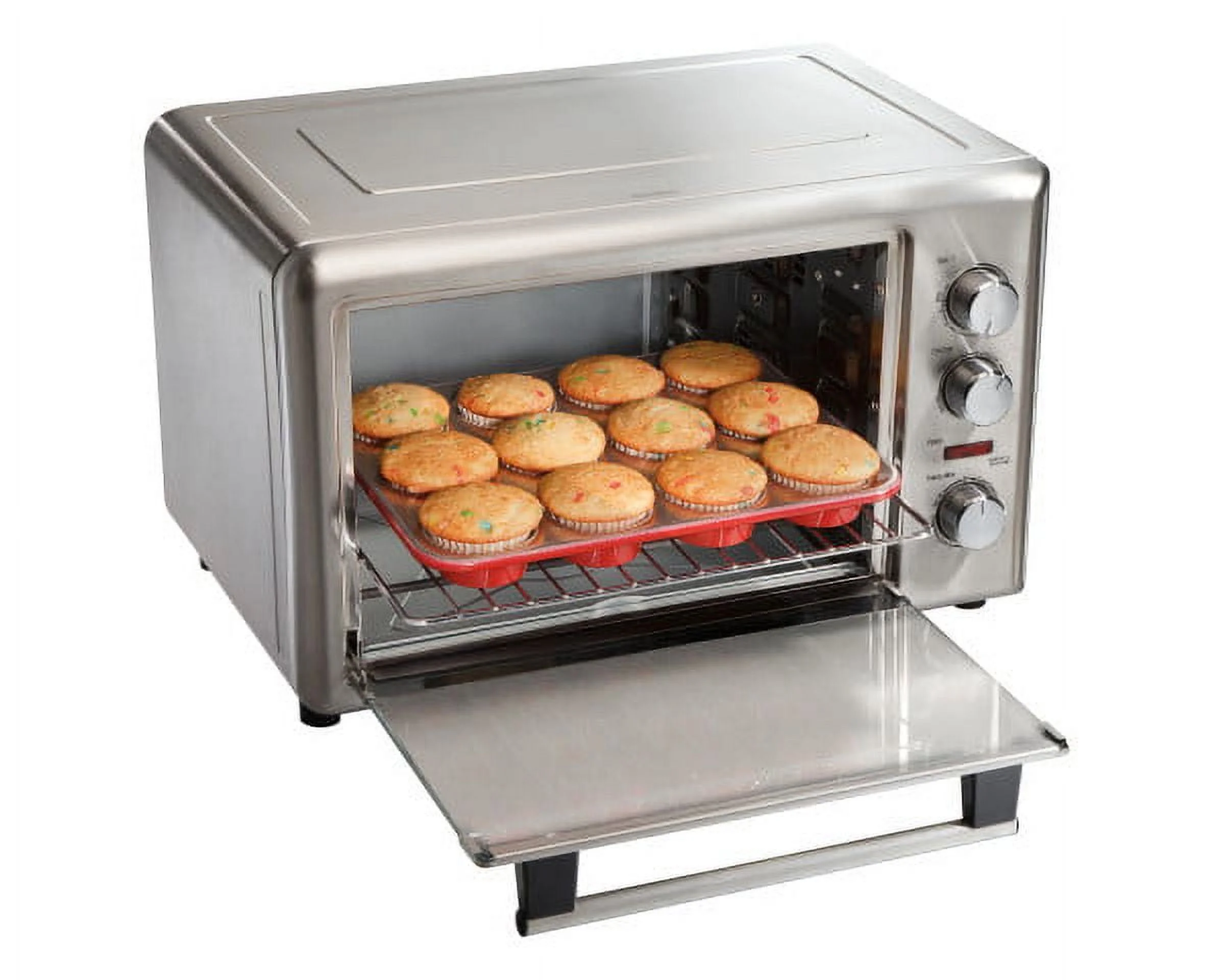 Hamilton Beach Countertop Oven with Convection and Rotisserie, Baking, Broil, Extra Large Capacity, Stainless Steel, 31103