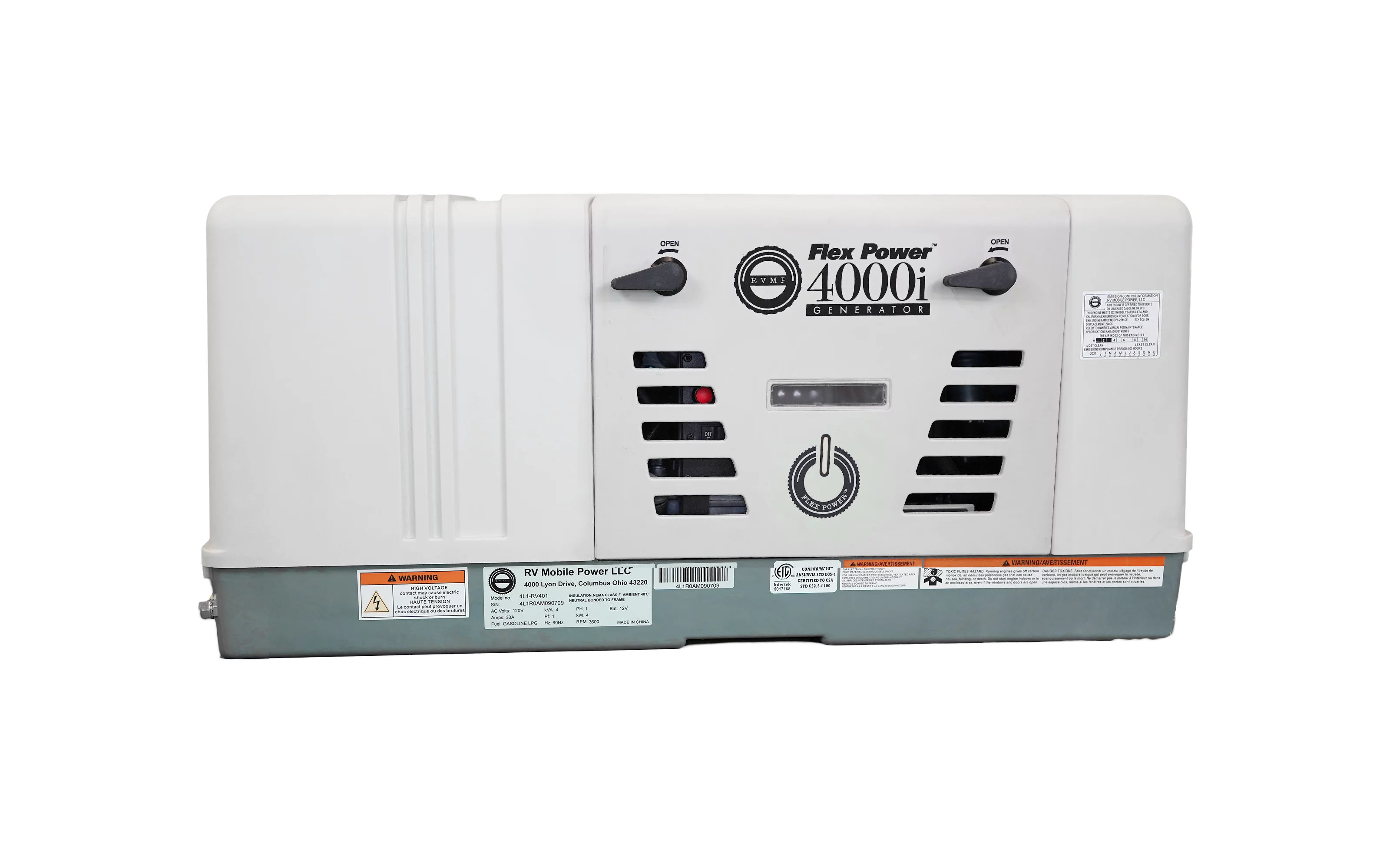 RVMP Flex Power 4000i | 4000 Watt Dual-Fuel Installed RV Generator | RVMP 4000W RV Dual Fuel Installed Generator | Flexible and Reliable 4.0kW Dual Fuel Installed Generator for Recreational Vehicles