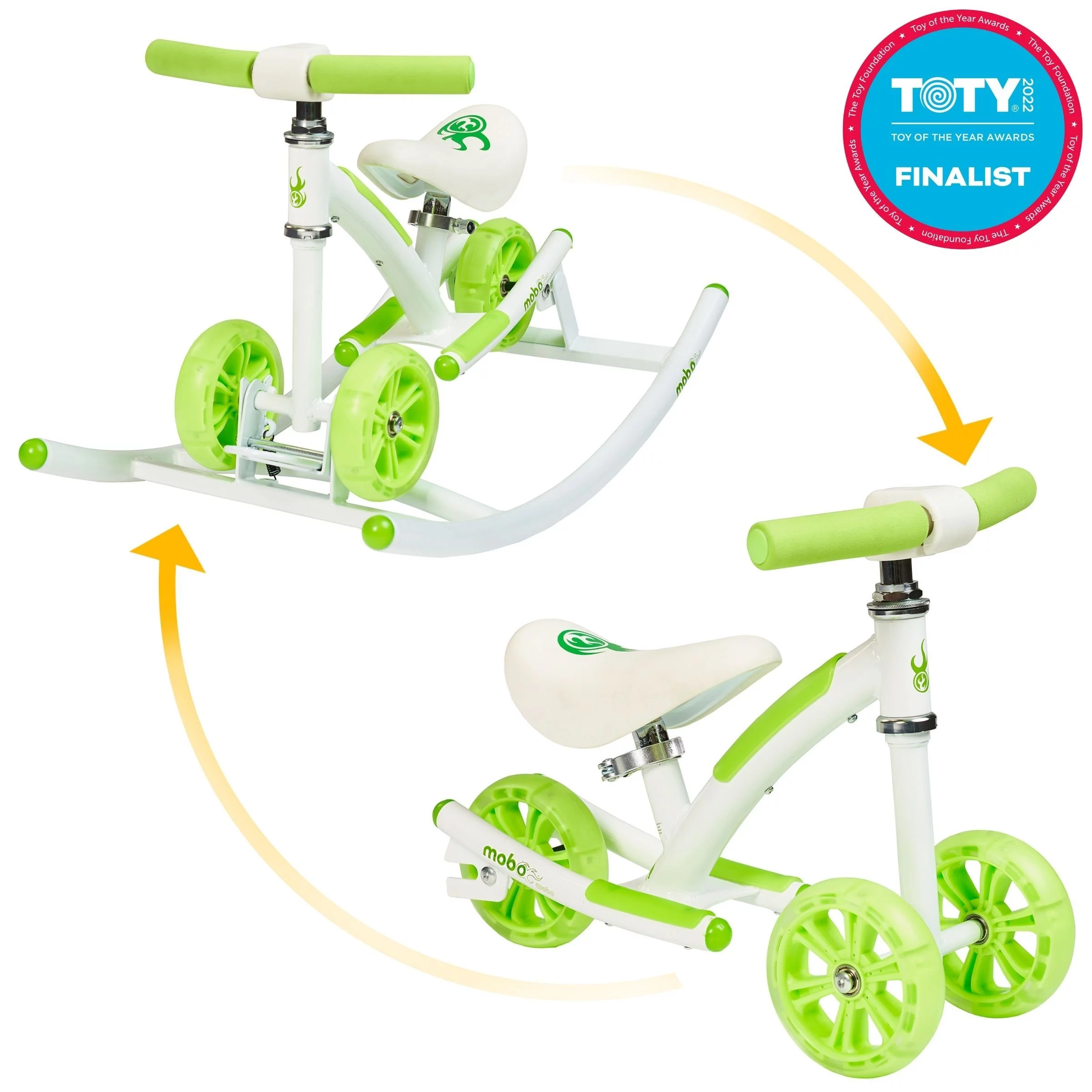 Mobo Wobo 2-in-1 Rocking Baby Balance Bike, 1-3 Years Old, Baby Ride-On Toy, White