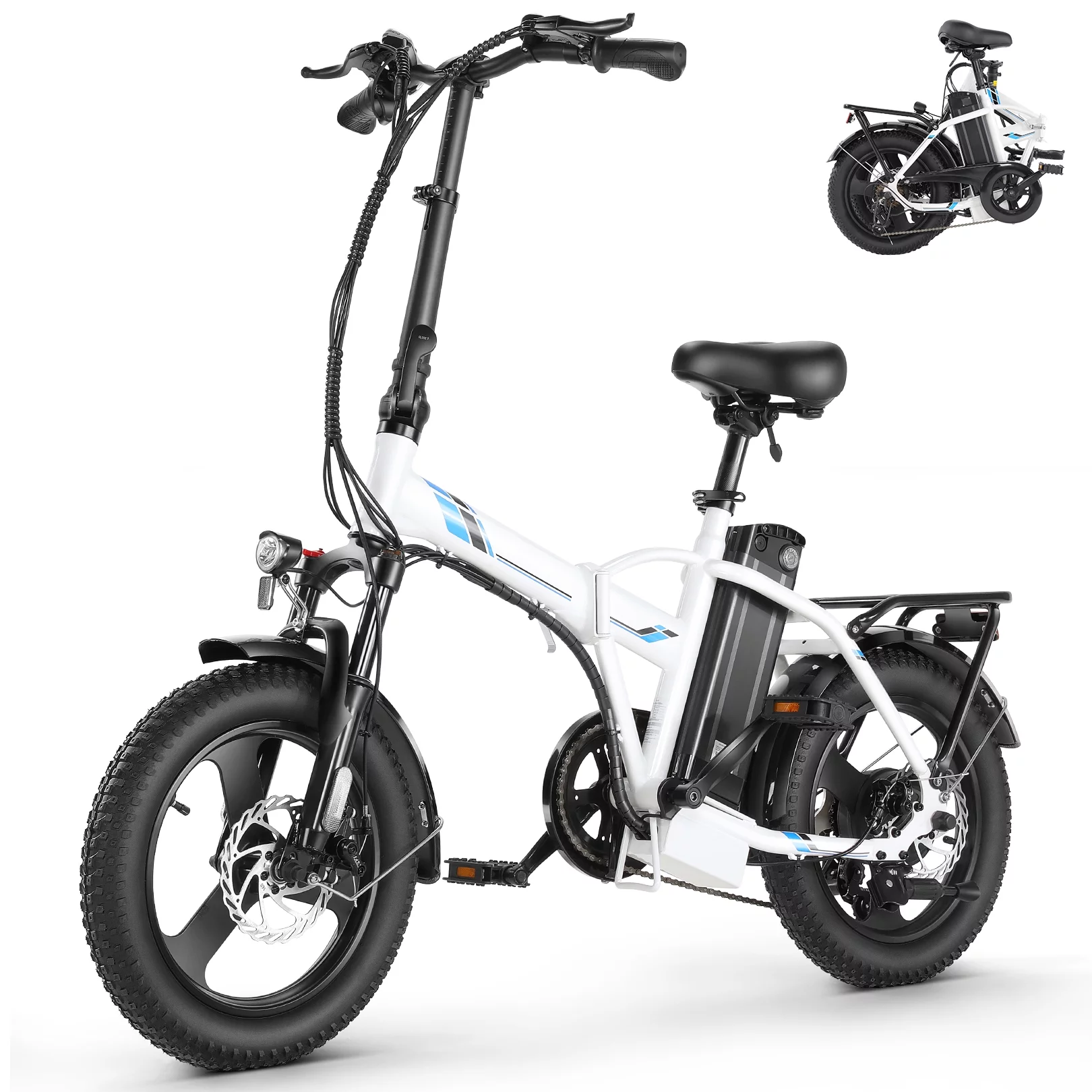 Gocio 3.0 Fat Tire Electric Bike Folding Electric Bicycle for Adults with LCD Display, 350W Ebike 48V City Bike with 374.4wh Removable Battery Shimano 7 Speed Commuting Hybrid Ebike