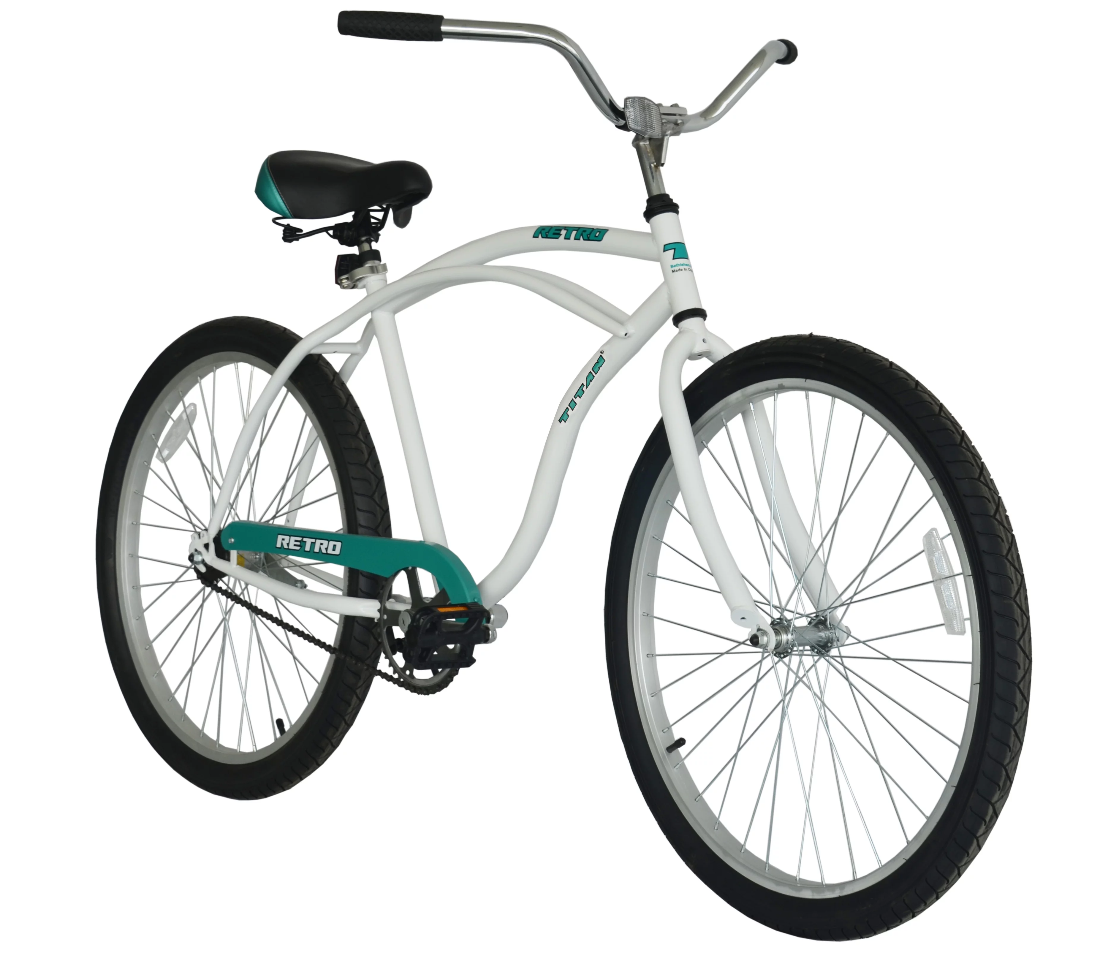 TITAN Retro Beach Cruiser Bicycle for Men Women with 19 Inch Steel Frame, Wide Bike Seat & Adjustable Handlebars