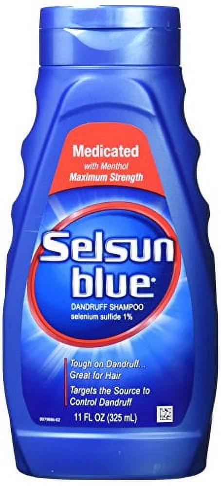 Selsun Blue Maximum Strength Medicated Anti-Dandruff Shampoo with Menthol for Itchy, Dry Scalp 11oz