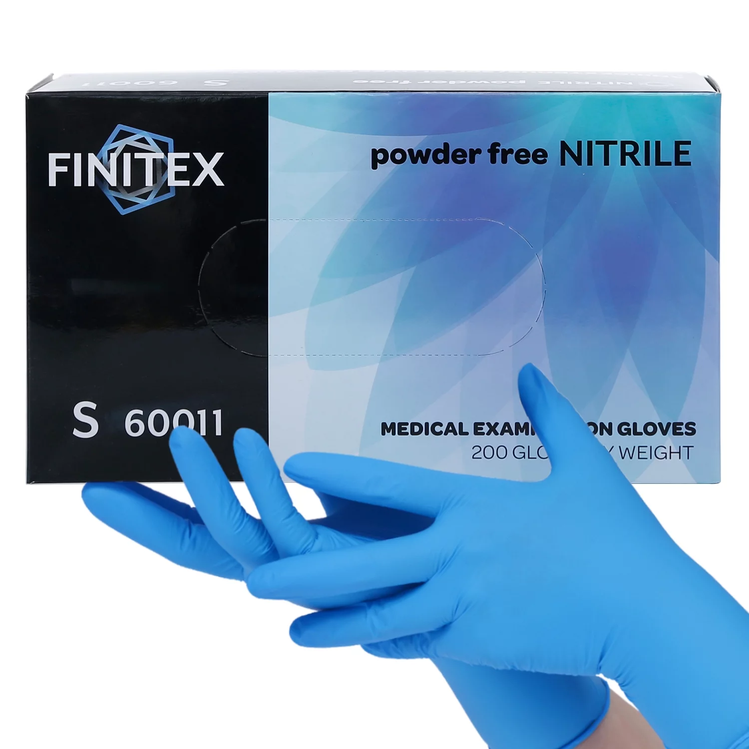 FINITEX Blue Nitrile Disposable Gloves, Nitrile Medical Exam Gloves 200 Count, Power Free, Latex Free, Food Grade Cooking Work Disposable Nitrile Gloves Medium