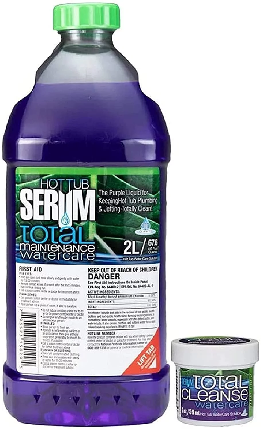 Hot Tub Serum – Total Maintenance (2 Ltr. Liquid) with Total Cleanse Jetted Hot Tub, Spa & Jacuzzi Cleaner/Pool Conditioner Water Care Combo Kit (2 oz. Gel)