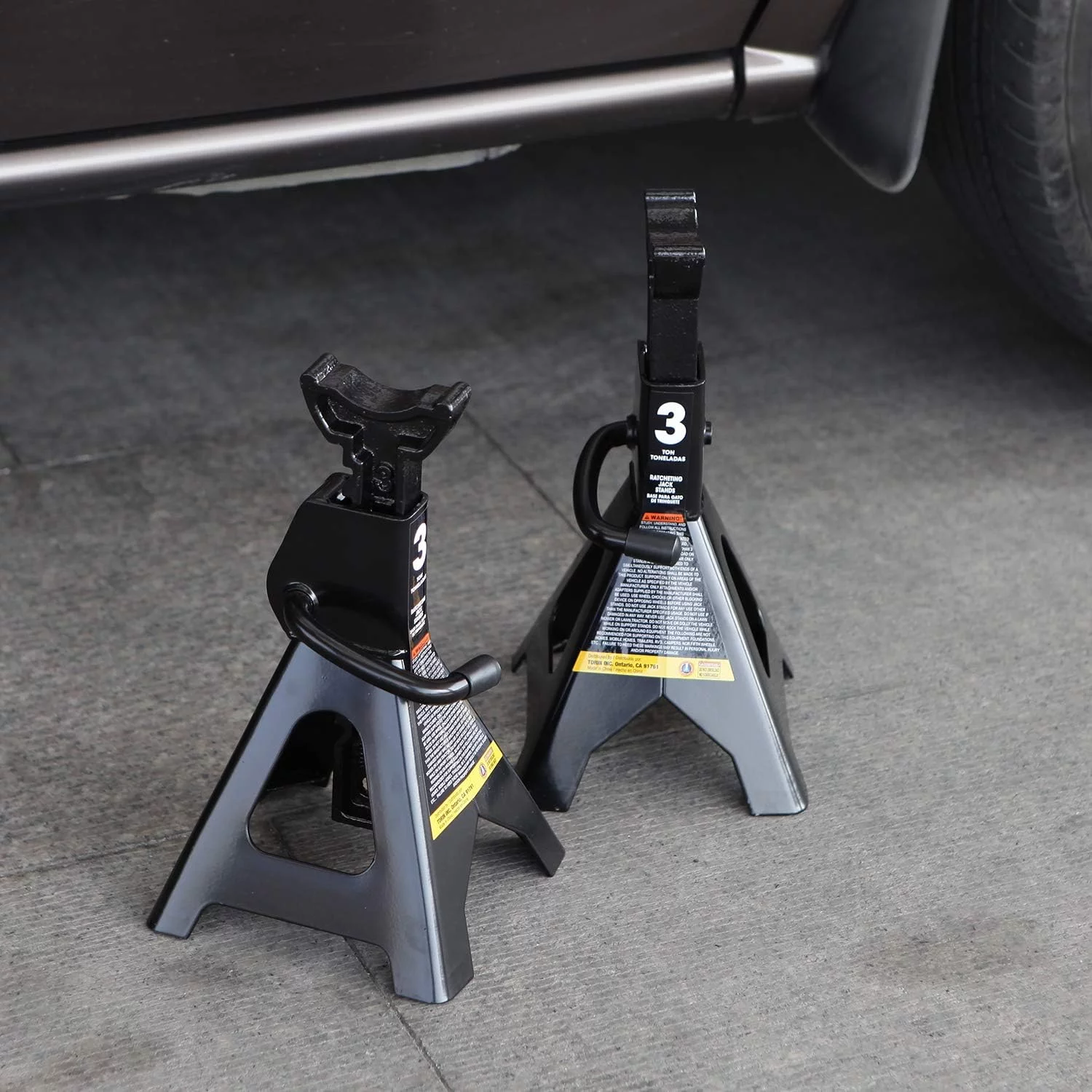 Torin Steel Jack Stands 3 Ton (6,000 lbs) Capacity Car Jack Stand, Black,1 Pair,W4322-B