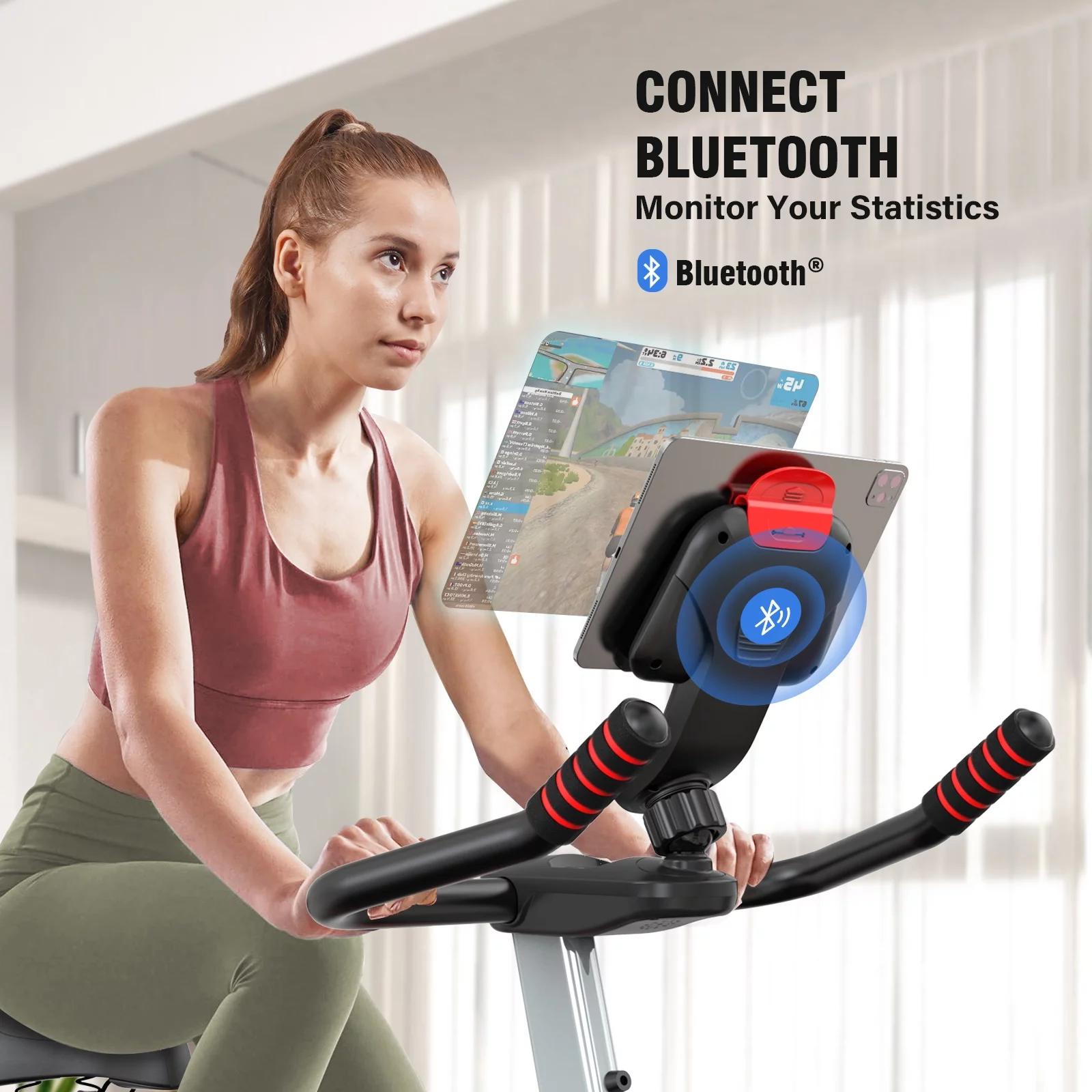 Pooboo Bluetooth Magnetic Exercise Bike Indoor Cycling Bike Stationary Bikes 40lbs Flywheel 350lbs