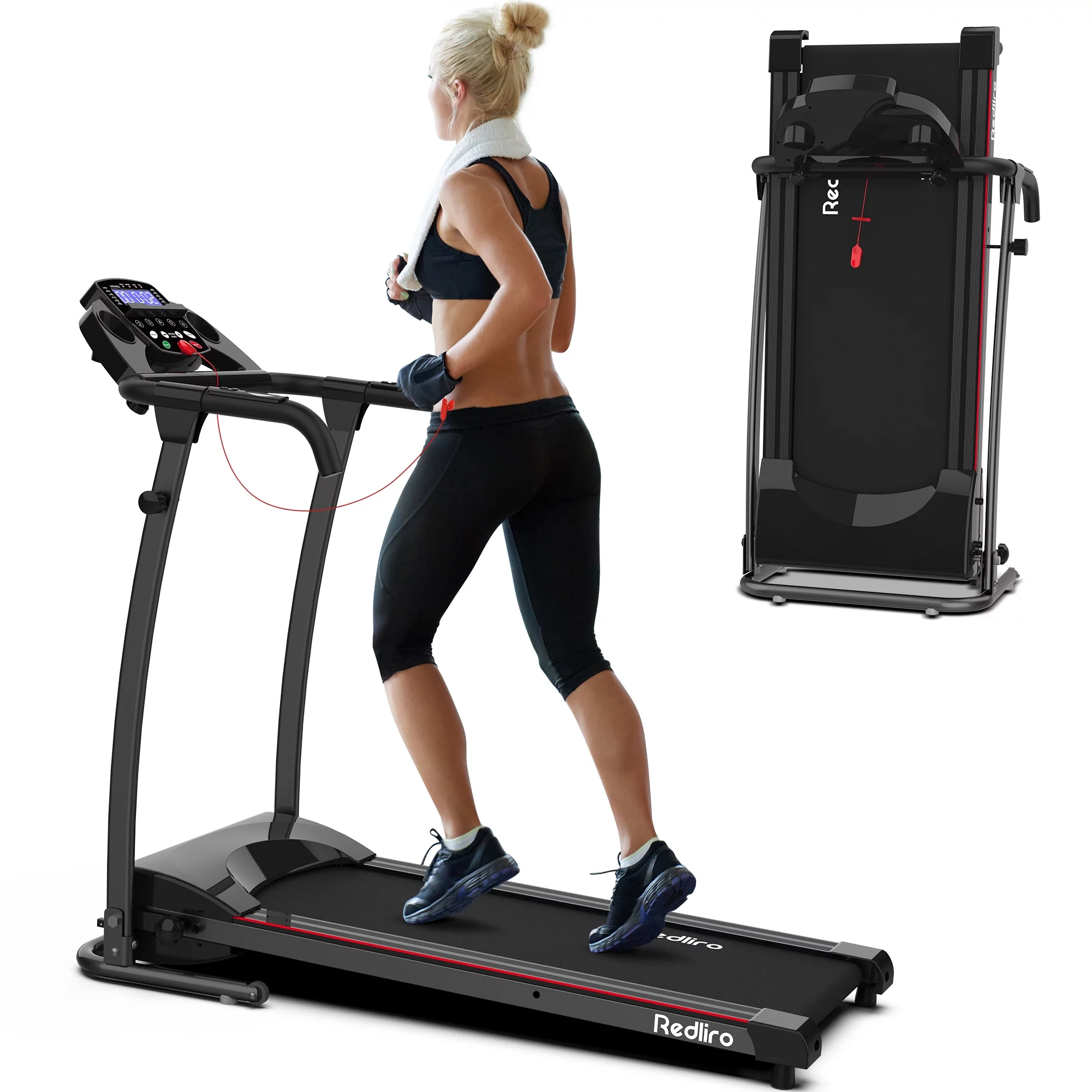 Redliro Portable Folding Treadmill Incline Manual 220LBS Electric Walking Running Machine Home Office