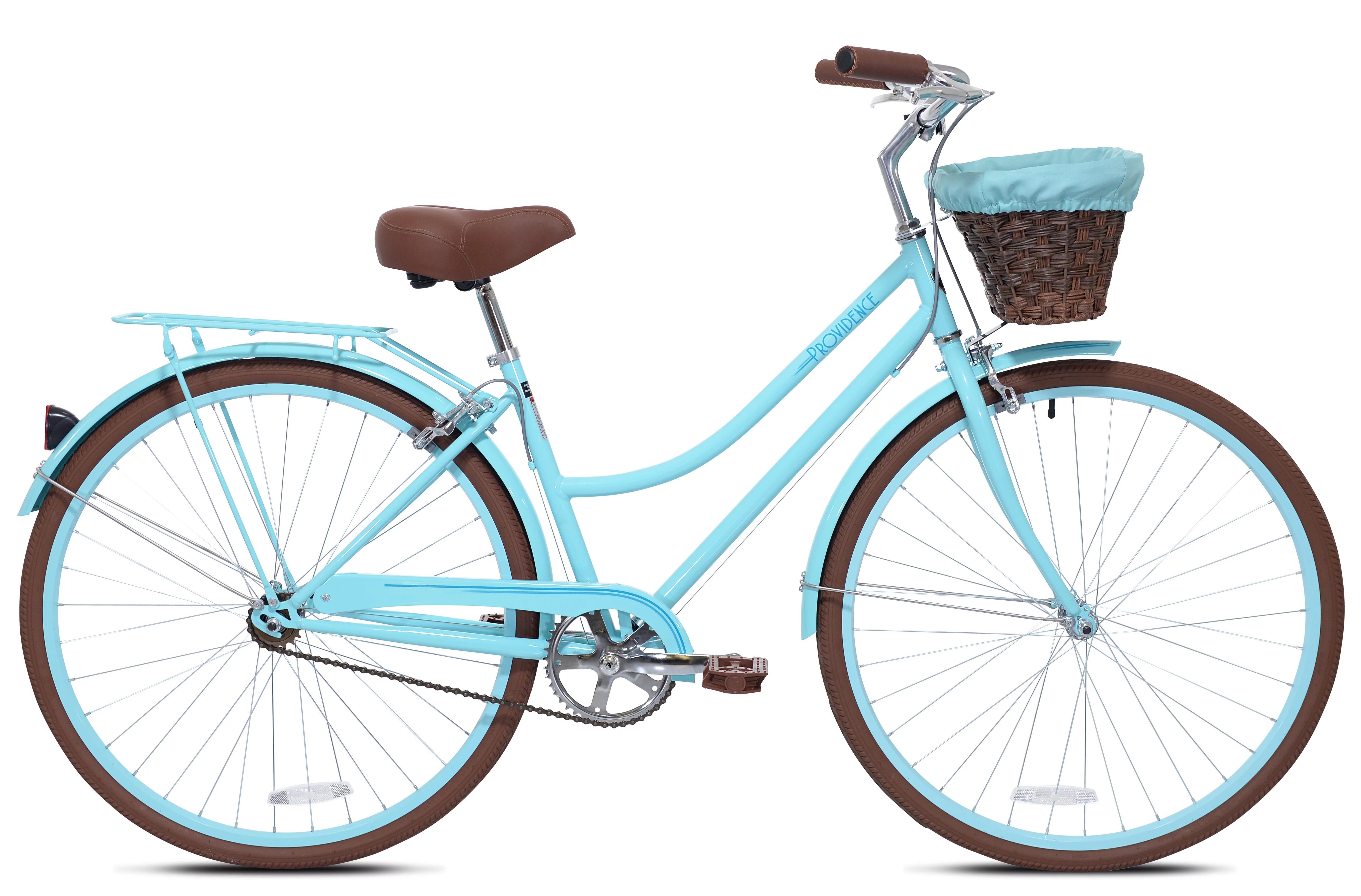 Kent Bicycles 700C Providence Adult Female Cruiser Bike, Light Blue and Brown