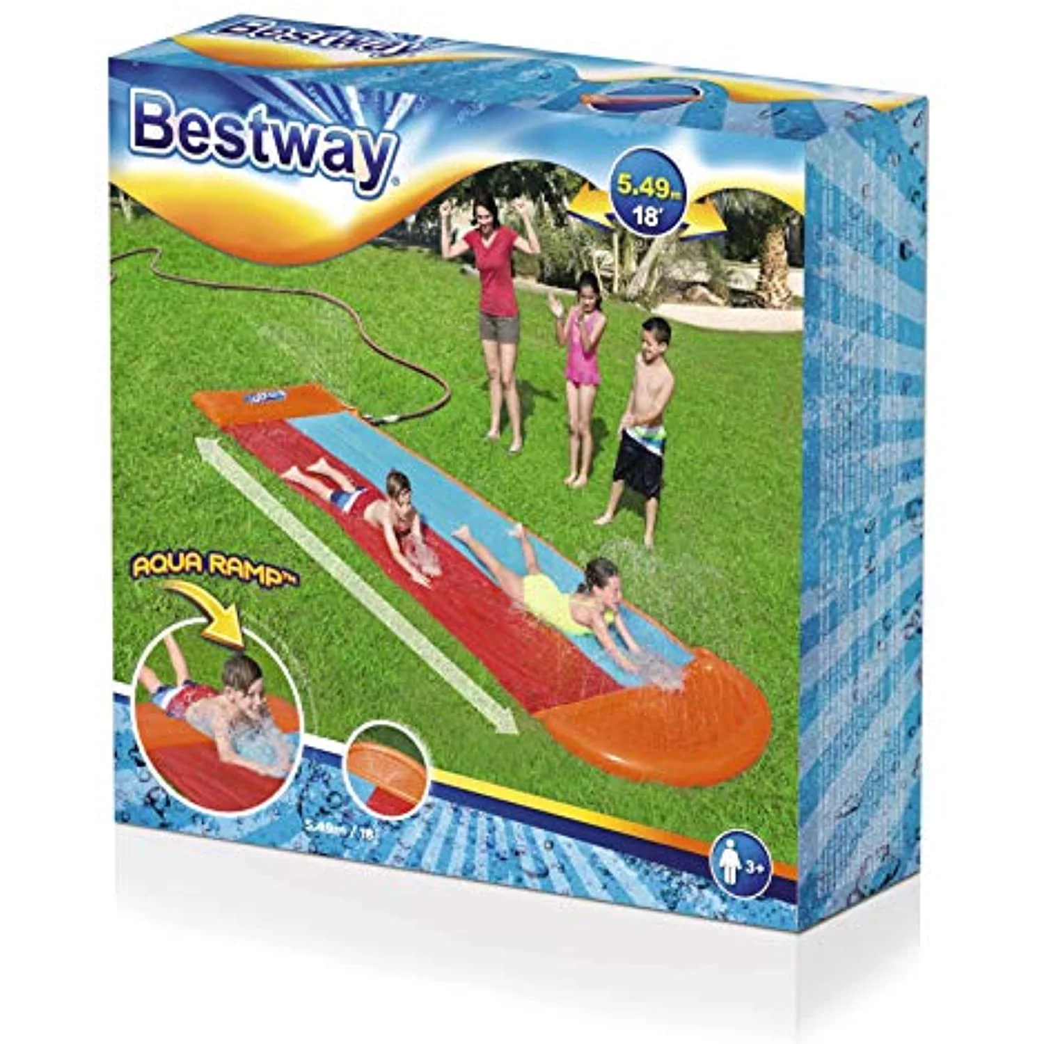 Bestway 52248-19 H2OGO Aqua Ramp Double, Wasserrutsche Water Slide, Multi-Coloured