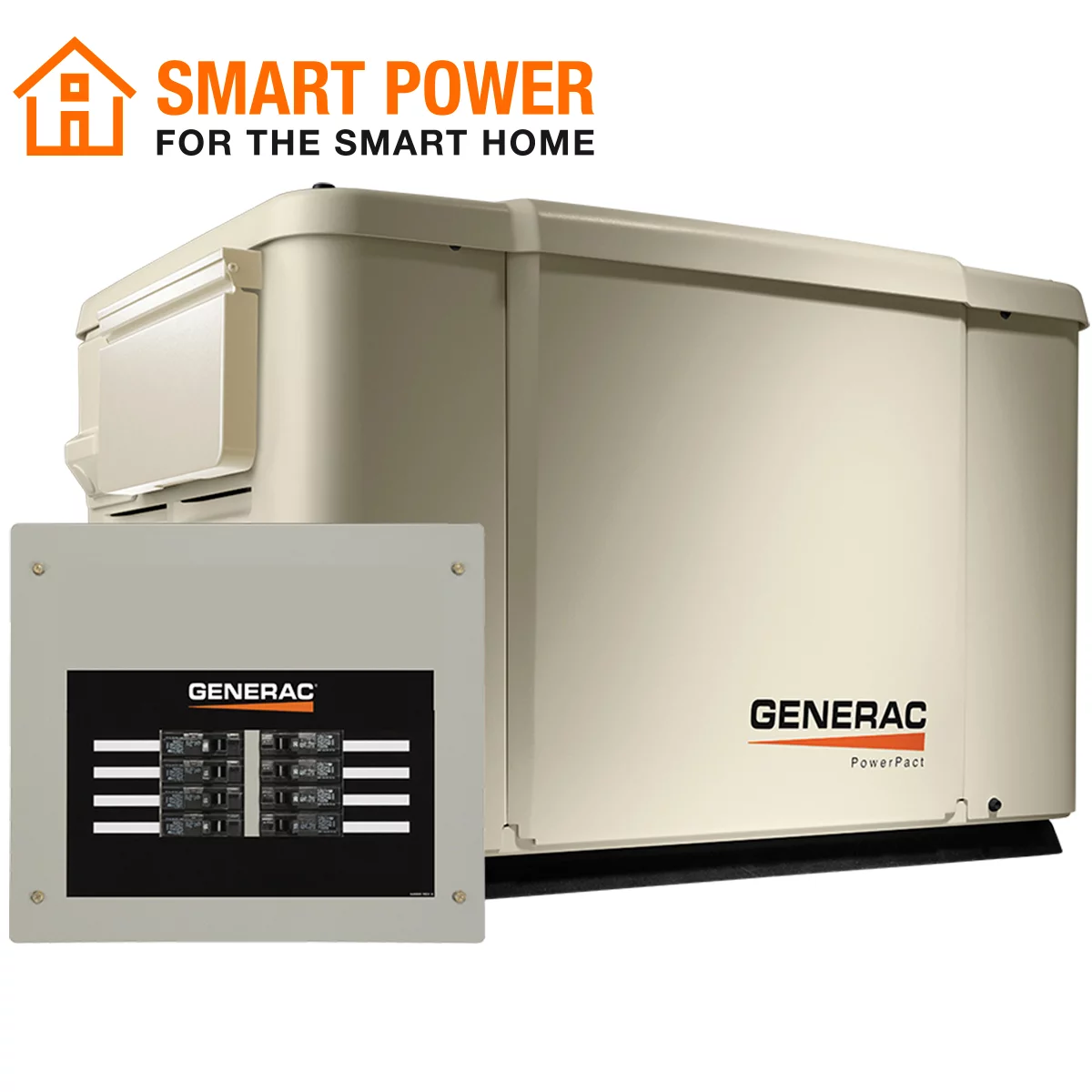 Generac PowerPact 7500/6000 Kilowatt, Air-Cooled Home Standby Generator with Automatic Transfer Switch, Non Portable, Model #6998