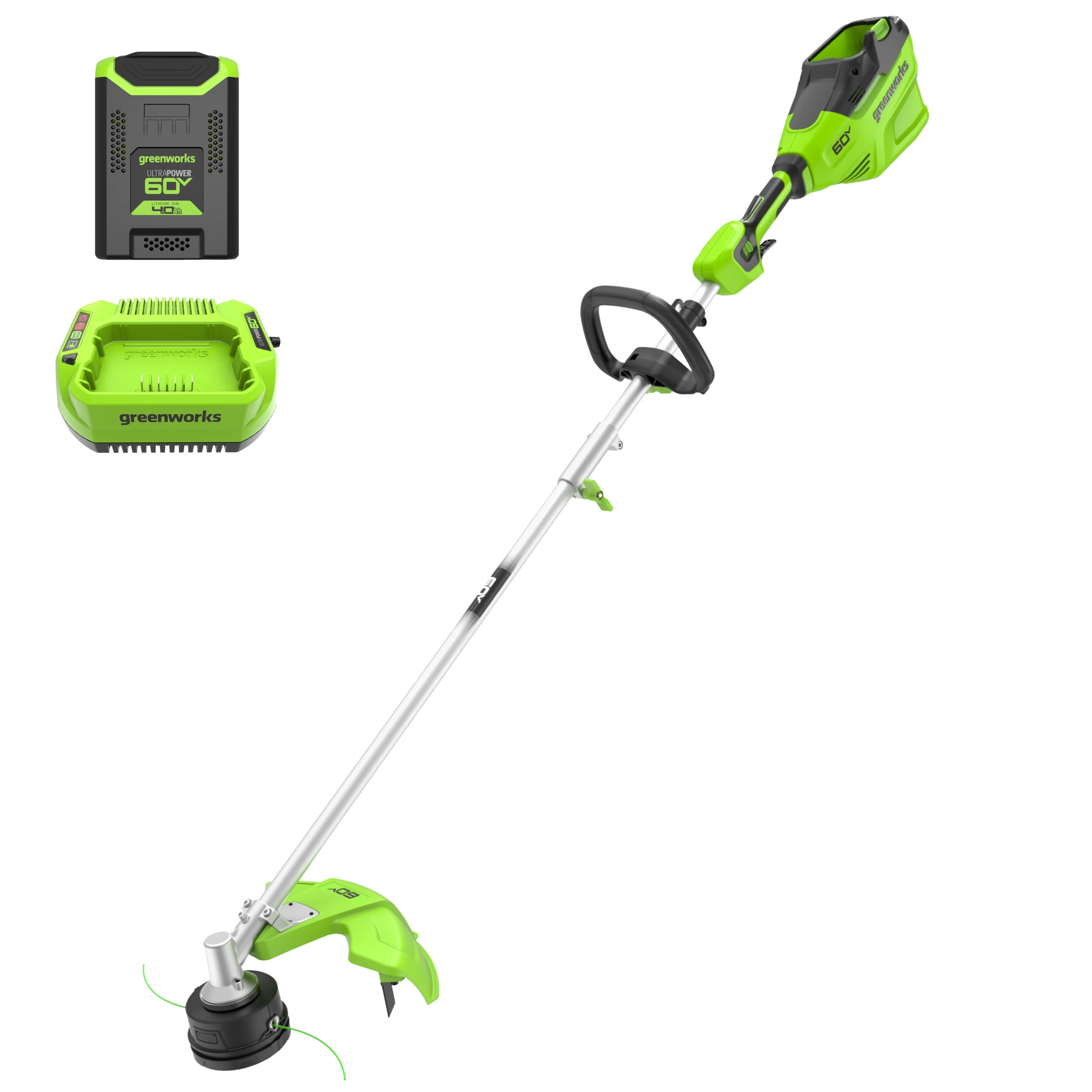 Greenworks 60V 16″ Top Mount String Trimmer with 4.0 Ah Battery & 3 Amp Charger 2134202