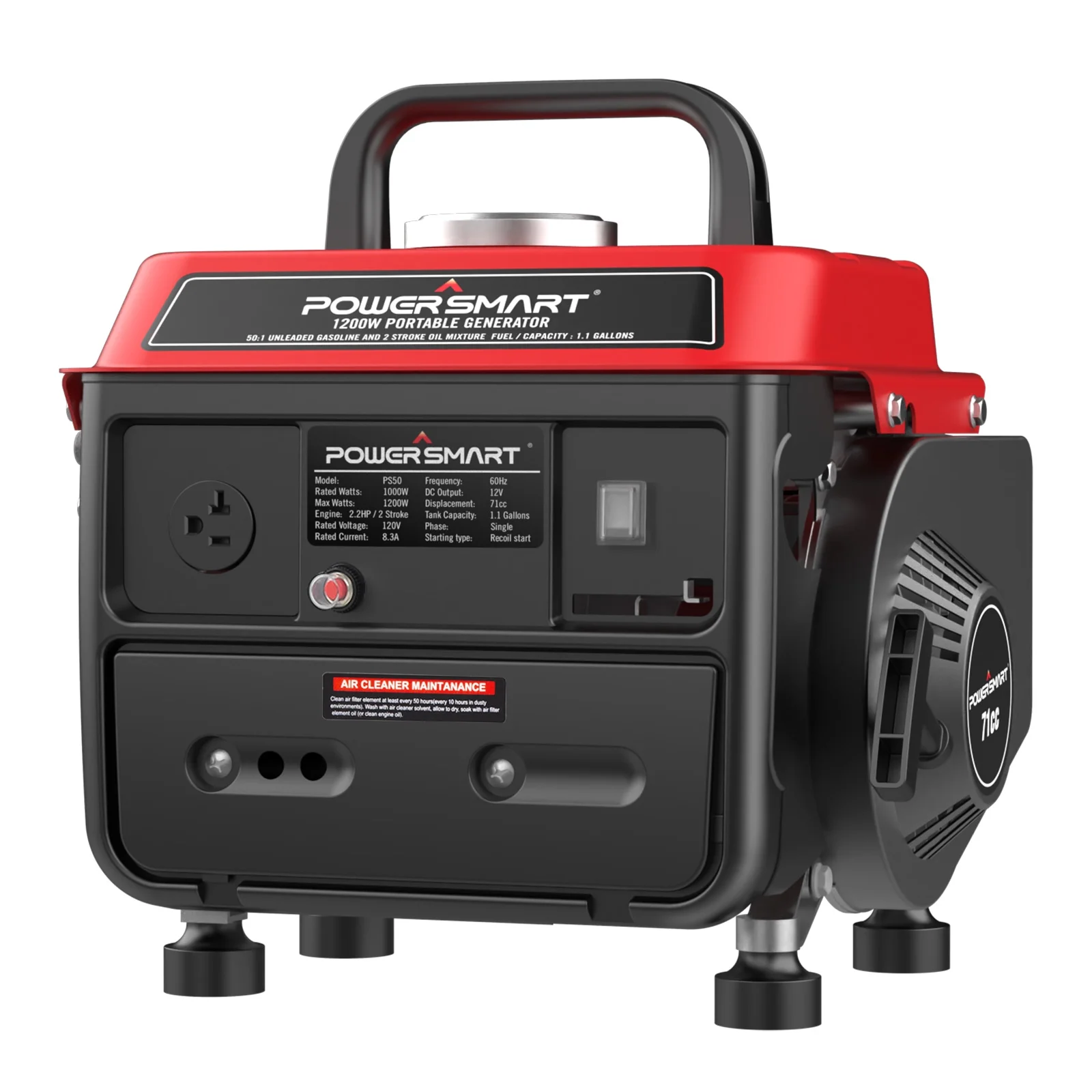 PowerSmart 1200W Portable Generator, Inverter Generator, Gasoline Powered Portable Generator, Low Noise