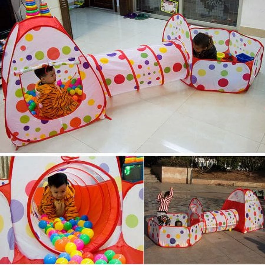 Kids Play Tent with Tunnel and Ball Pit, Glonova 3 in 1 Child Baby Playhouse Tent