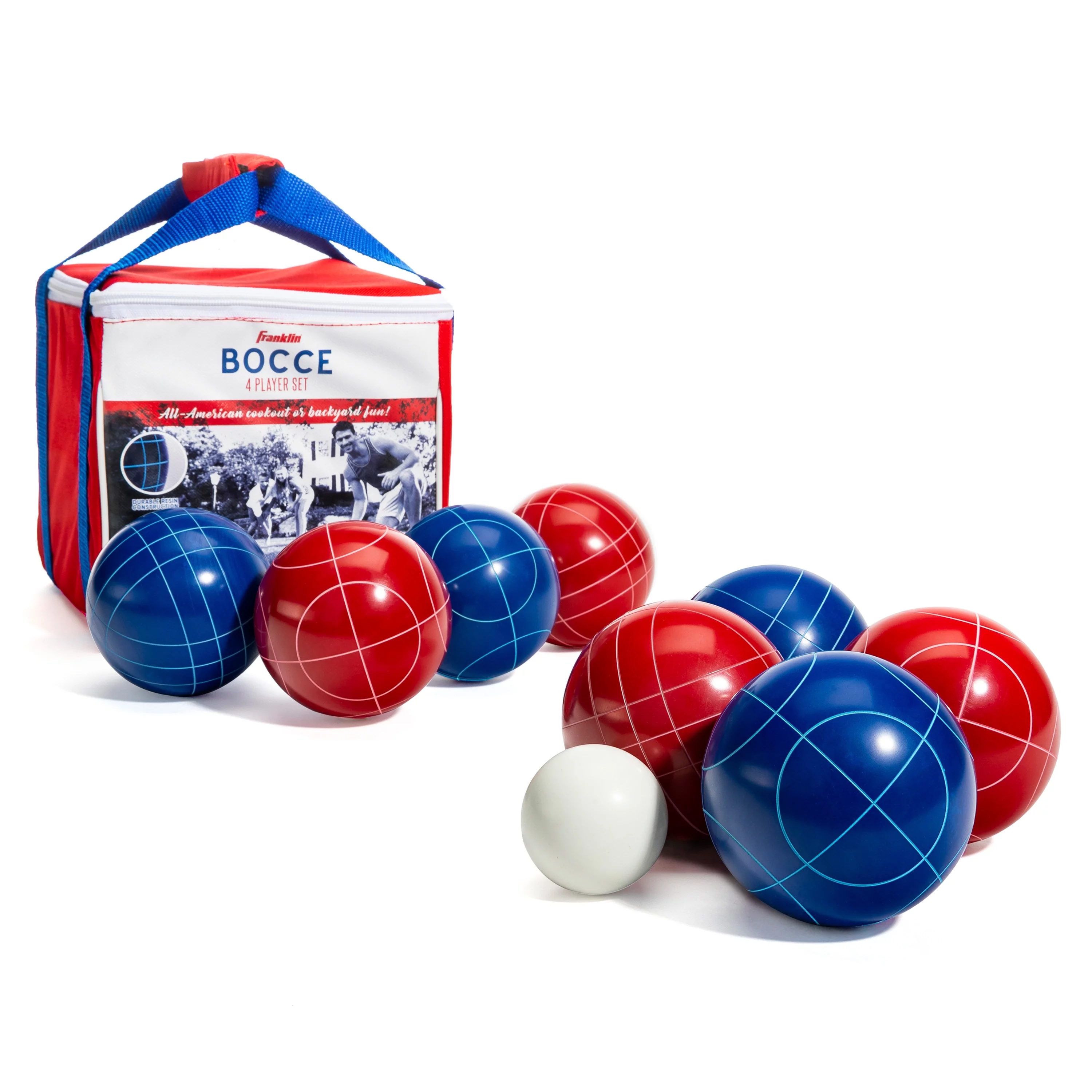 Franklin Sports 52021 8 Ball American Family Bocce Ball Game Set, Red and Blue