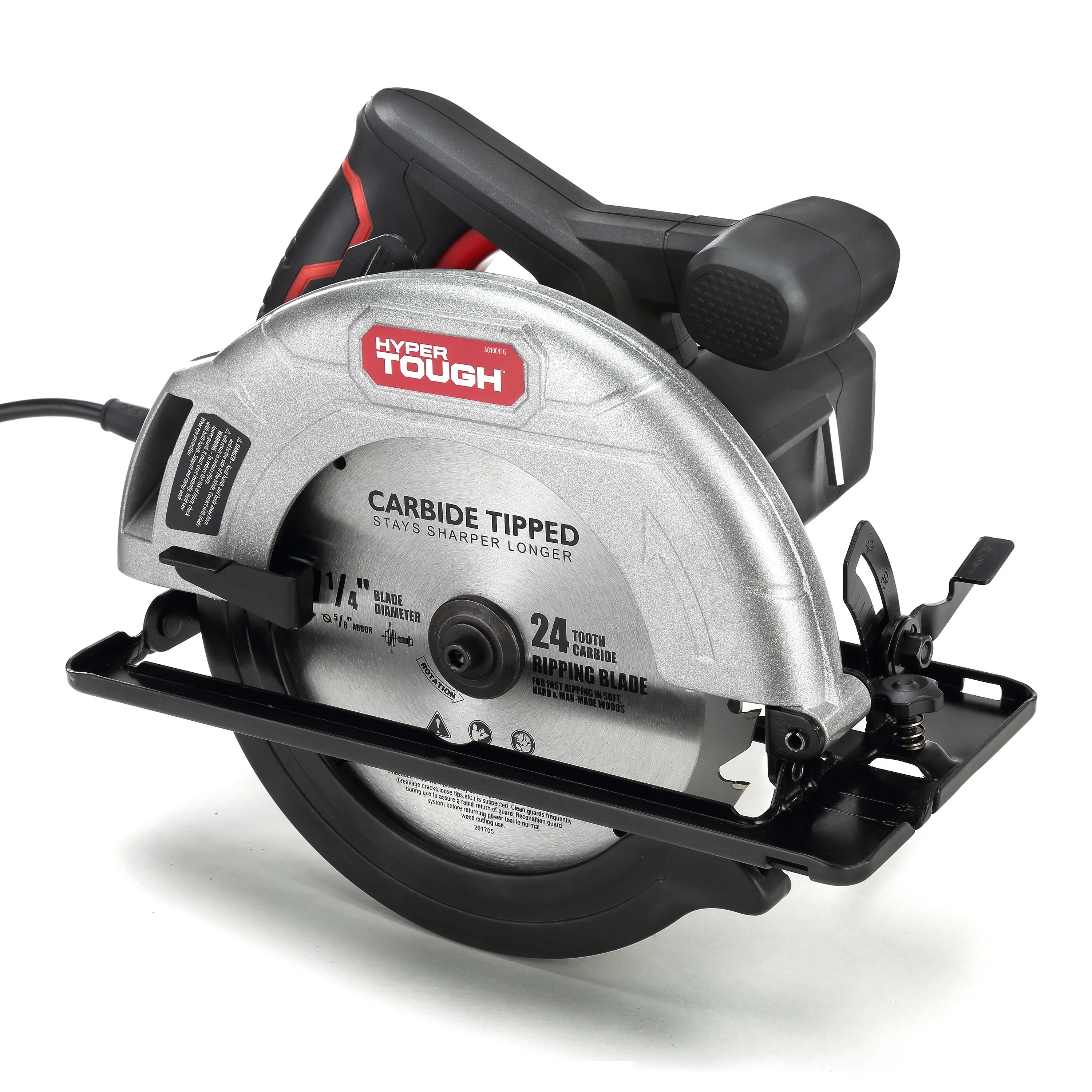 Hyper Tough 12 Amp Corded 7-1/4 inch Circular Saw with Steel Plate Shoe, Adjustable Bevel, Blade & Rip Fence