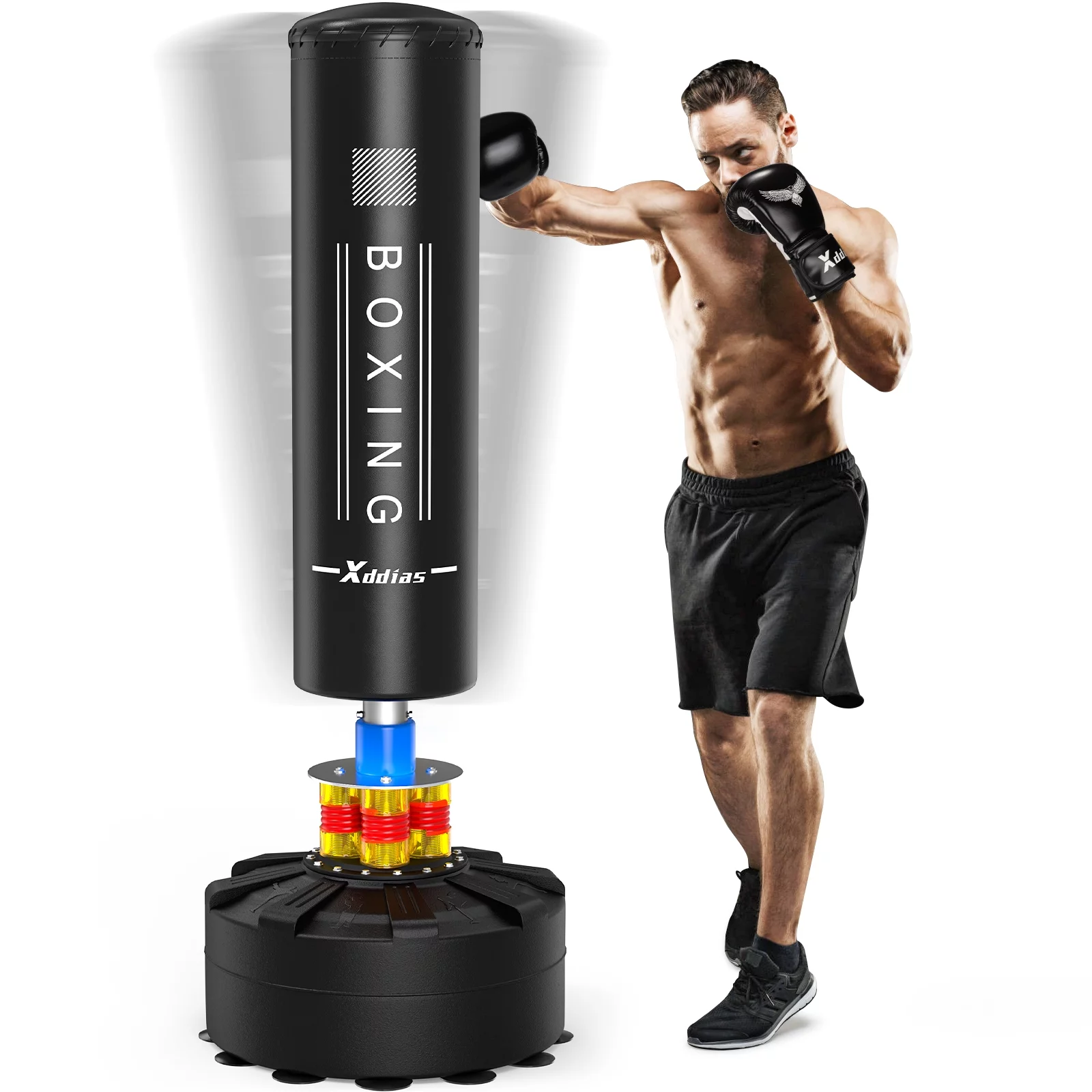 XDDIAS Punching Bag with Stand, Punching Bag for Adults, Boxing Bag with Stand 70”-205lbs Freestanding Punching Bag for Adult Youth Kids – Men Women Stand Kickboxing Bag for Home Office Gym