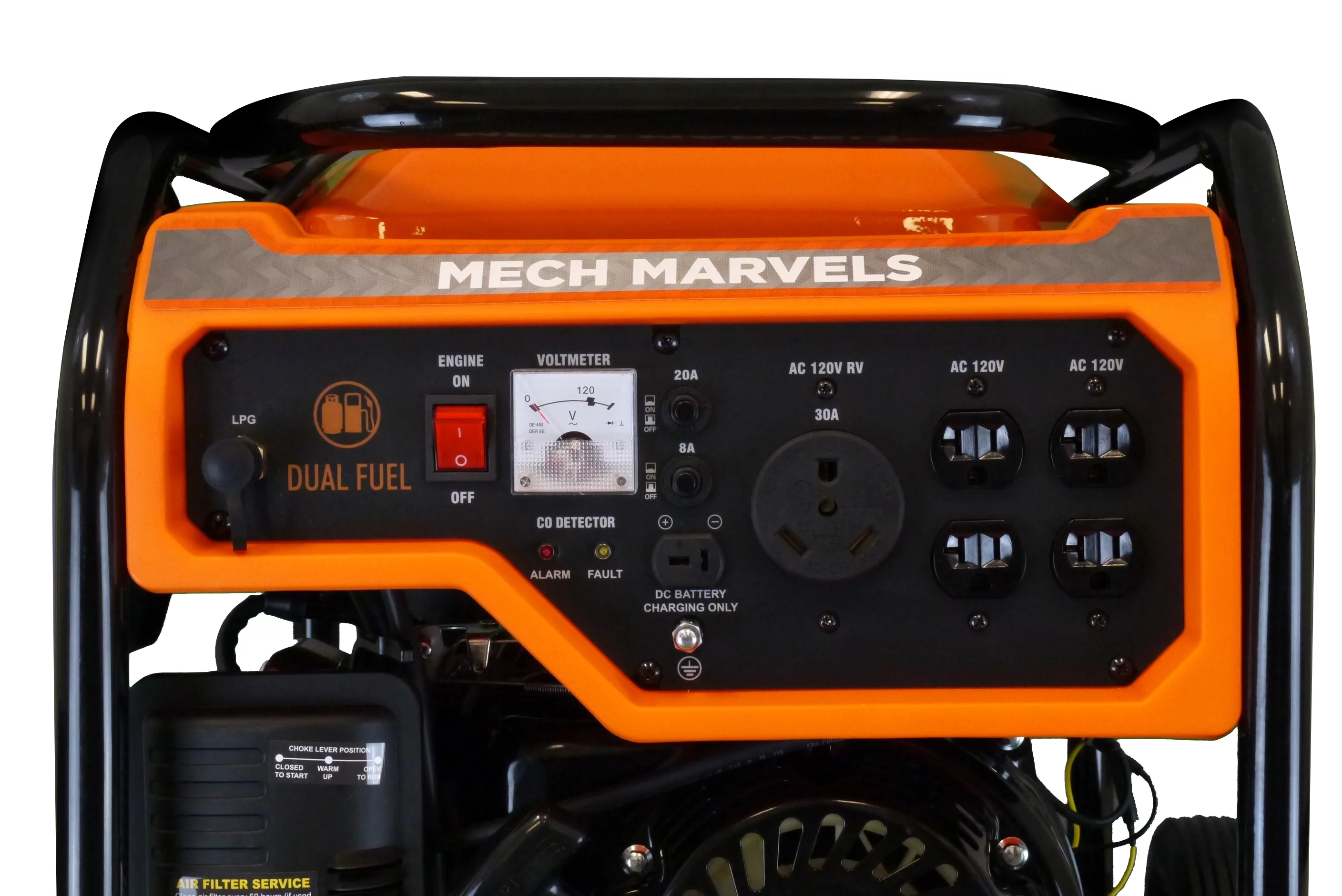 Mech Marvels 4000 Watt Dual Fuel Portable Generator, RV Outlet, CO Detect, CARB Compliant, MM4350DFC