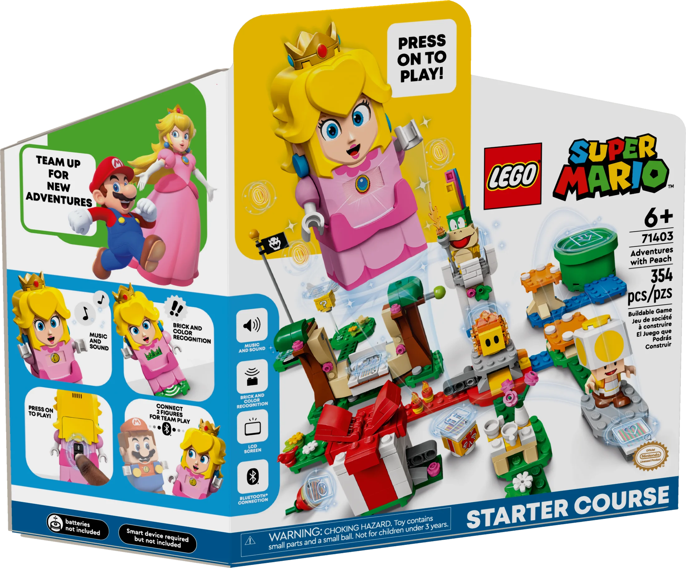 LEGO Super Mario Adventures with Peach Starter Course 71403 , Buildable Game, Toy with Interactive Figure, Yellow Toad & Lemmy, Birthday Gift Idea for Kids, Girls & Boys