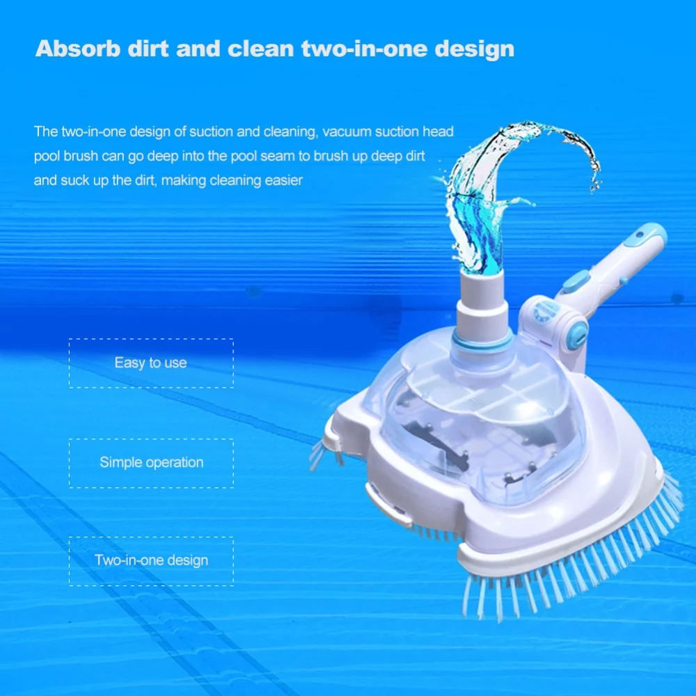 Pool Vacuum Cleaner, Swimming Pool Vacuum Head with Brush, for Above Ground Pools, Spas, Ponds, Inground Pools