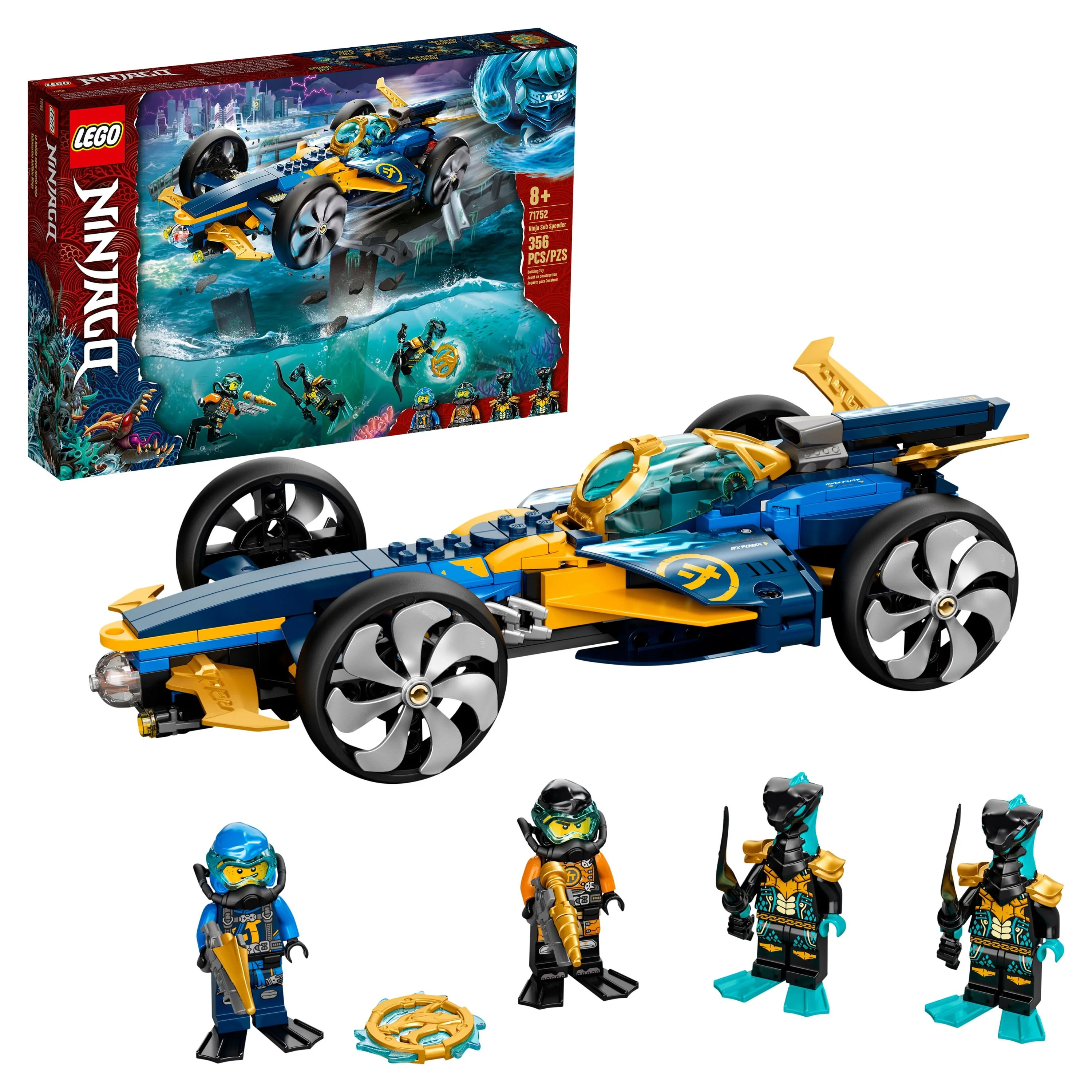 LEGO NINJAGO Ninja Sub Speeder 71752 Building Toy Includes NINJAGO Cole and Jay Minifigures (356 Pieces)