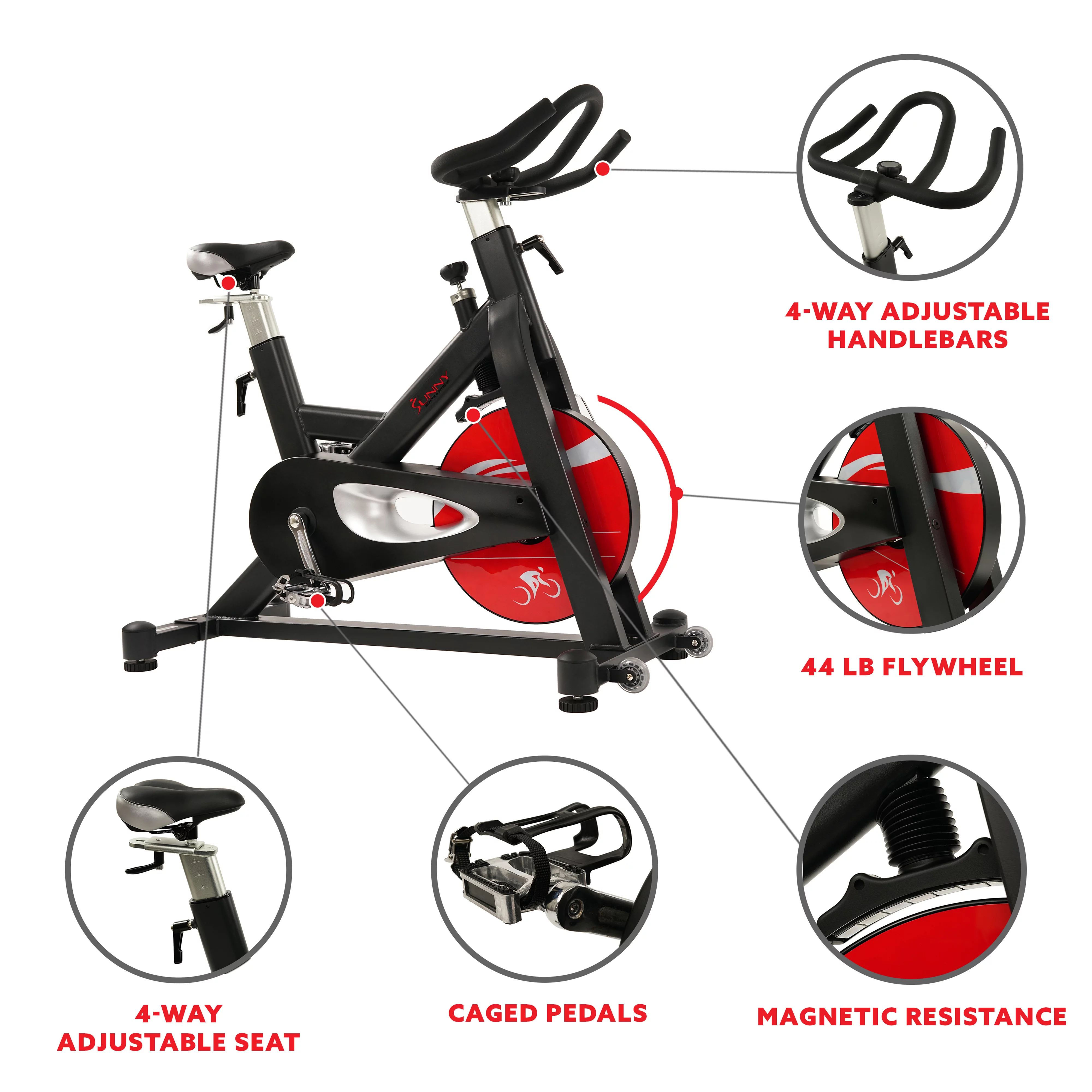 Sunny Health & Fitness Evolution Pro Magnetic Indoor Cycling Exercise Bike, High Weight Capacity, Heavy Flywheel, SF-B1714