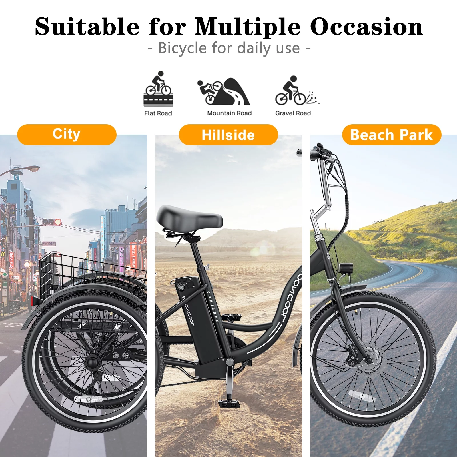 Lilypelle Adult Electric Tricycles,3 Wheel Electric Bike,15.5 Mph Electric Trikes for Seniors,7-Speed & 4 Adjustable Riding Modes Electric Tricycle With Removable Lithium Battery