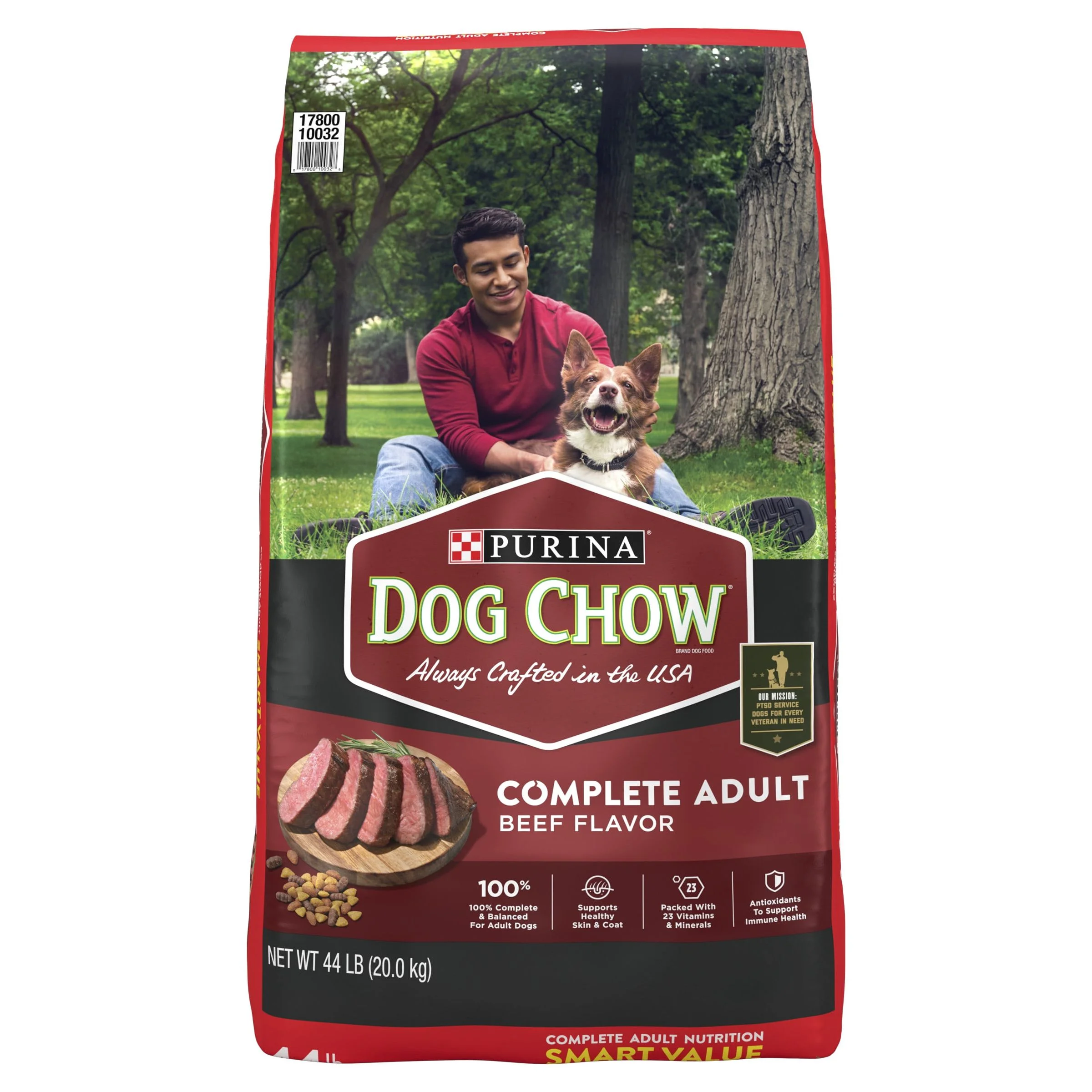 Purina Dog Chow Complete Adult Dry Dog Food for Adult Dogs, Kibble Beef Flavor 18.5 lb Bag