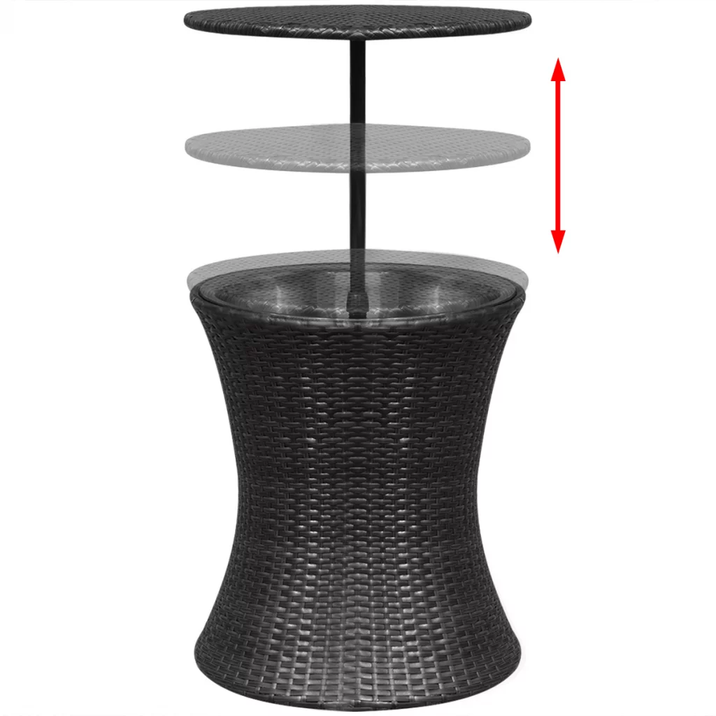 Online Gym Shop  Outdoor Ice Cooler Bucket Table Poly Rattan – Black