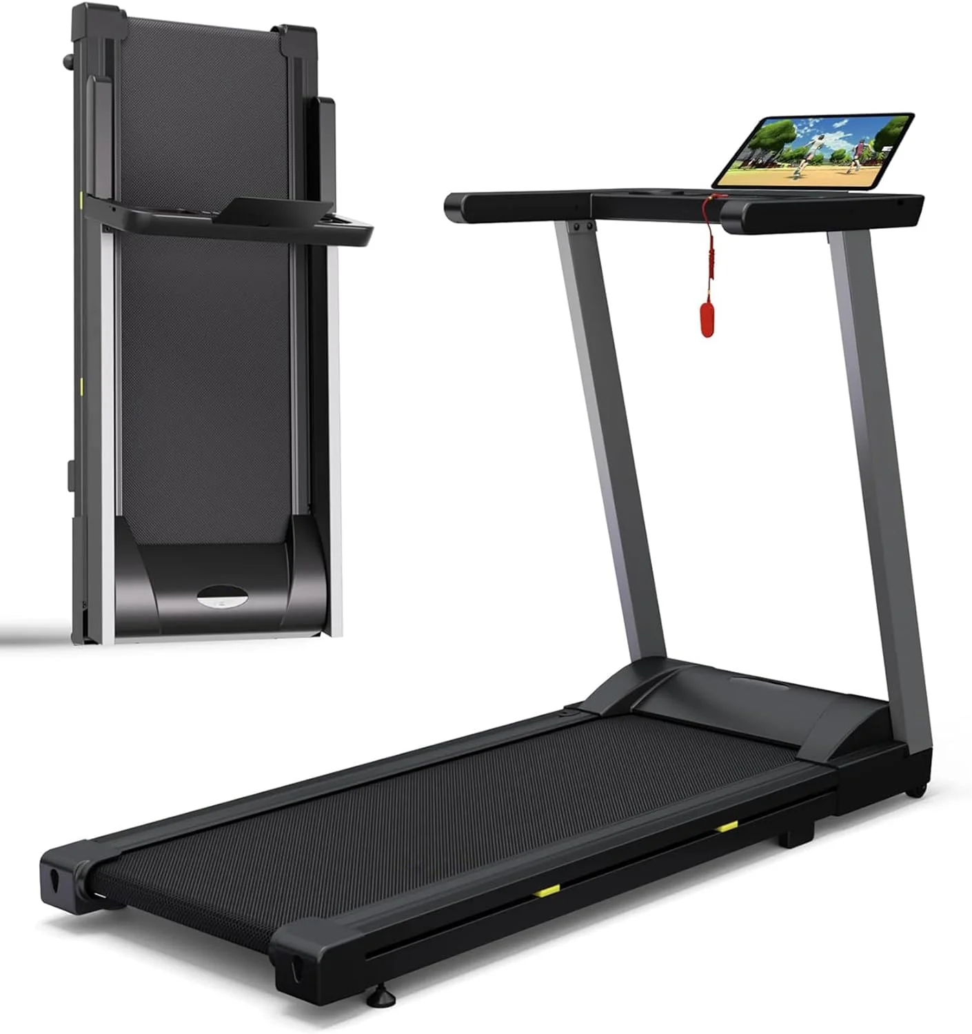 SupeRun 2.5HP Folding Treadmill for Home, APP Control , 300LB Running Data Analysis, Save Space,Blue