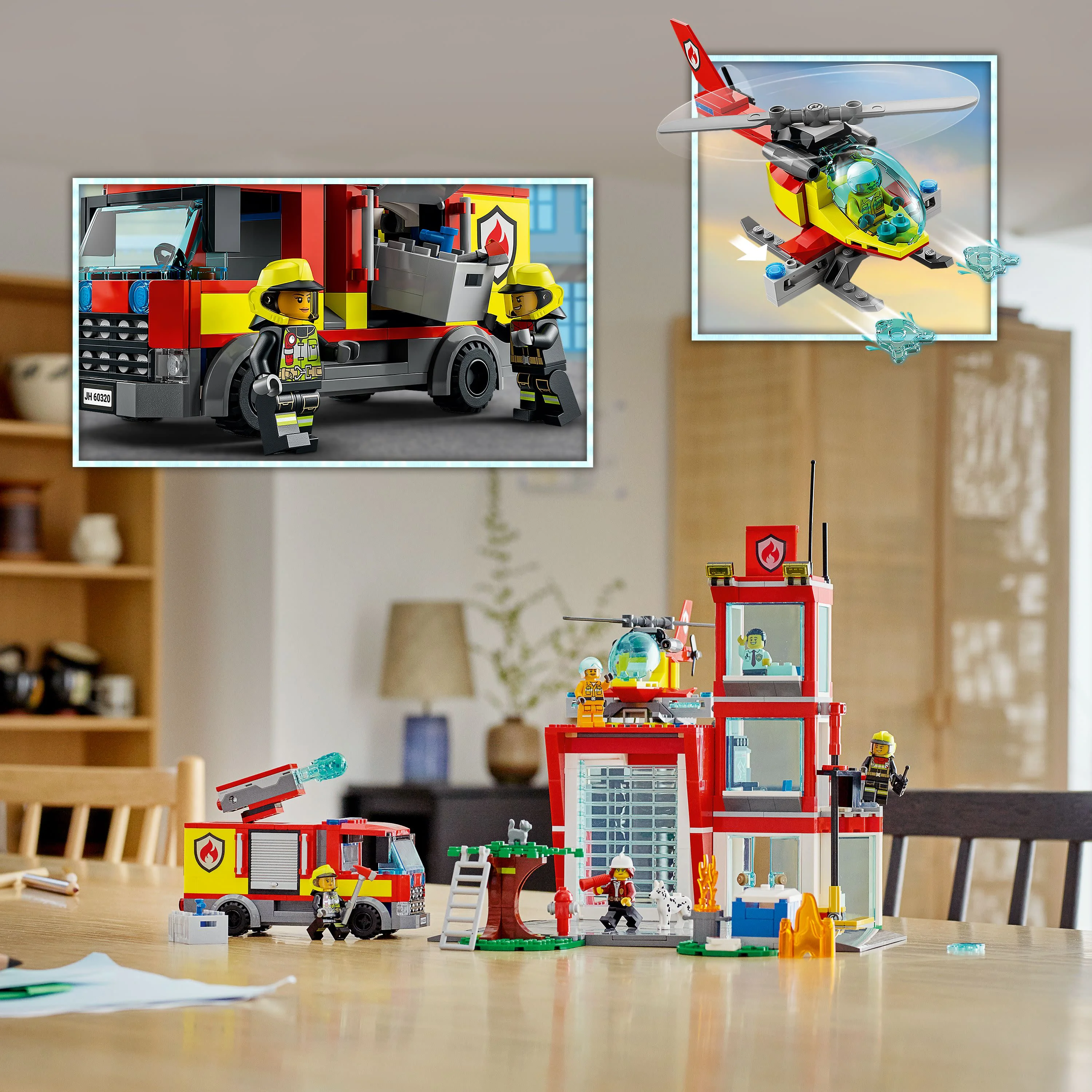 LEGO City Fire Station Set 60320 with Garage, Helicopter & Fire Engine Toys plus Firefighter Minifigures, Emergency Vehicles Playset, Gifts for Kids Age 6 Plus