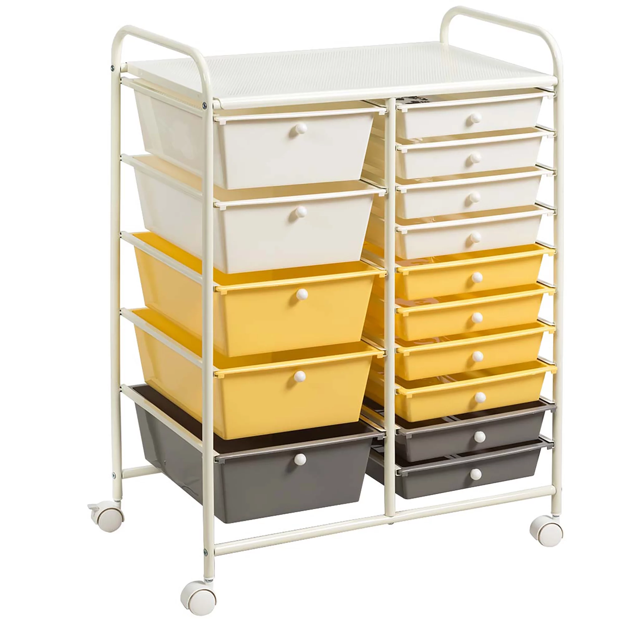 Costway 15 Drawer Rolling Storage Cart Tools Scrapbook Paper Office School Organizer Colorful