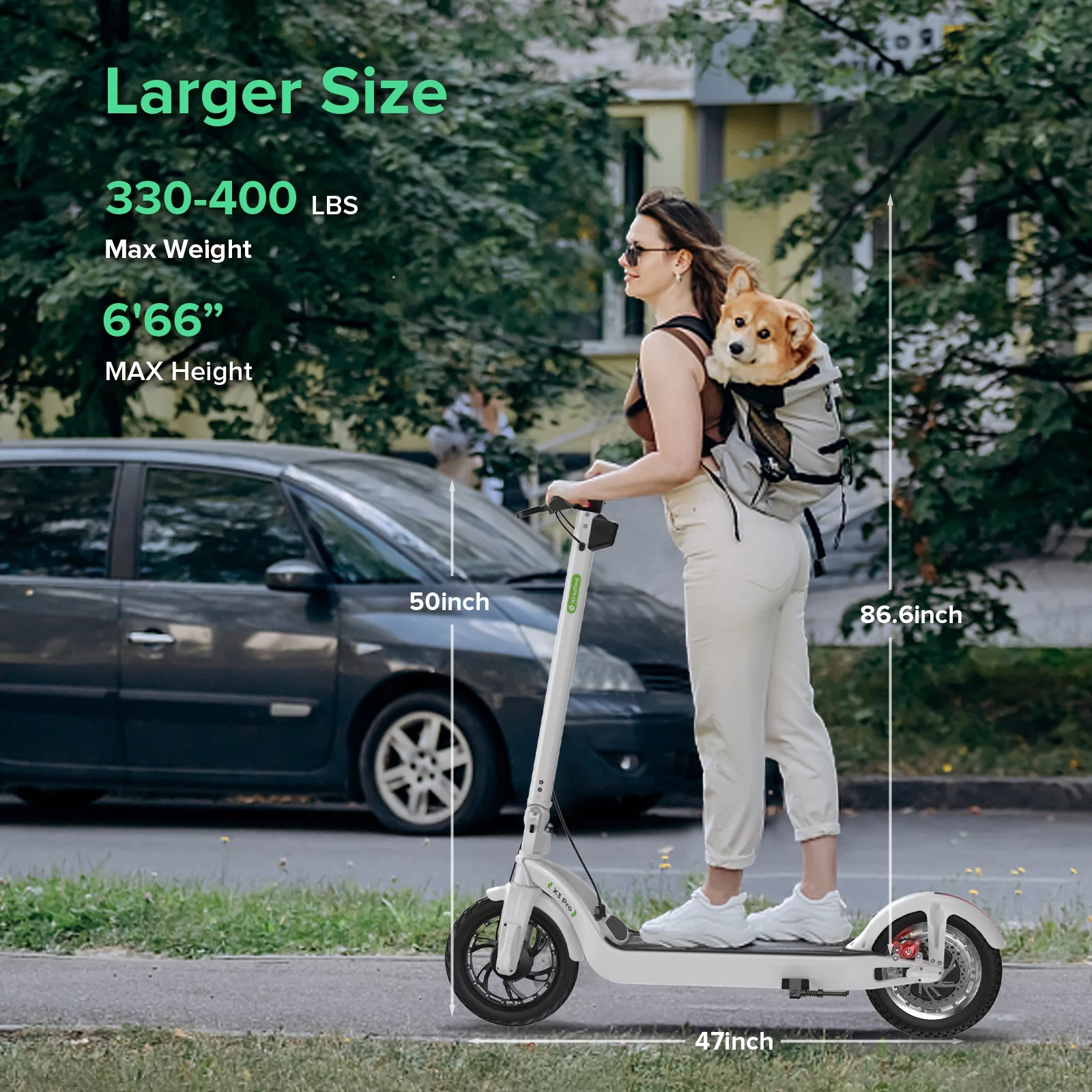 isinwheel X3Pro Electric Scooter, 1200W Motor, 31-37 Miles Range, 28 mph, 12” Big Tires, Folding Commuter E-Scooter for Adult